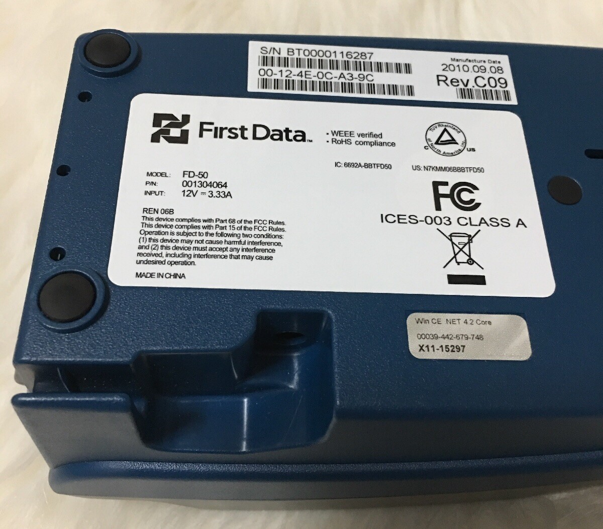 First Data FD-50 Credit Card Terminal Reader Machine User TESTED & WORKS GREAT!