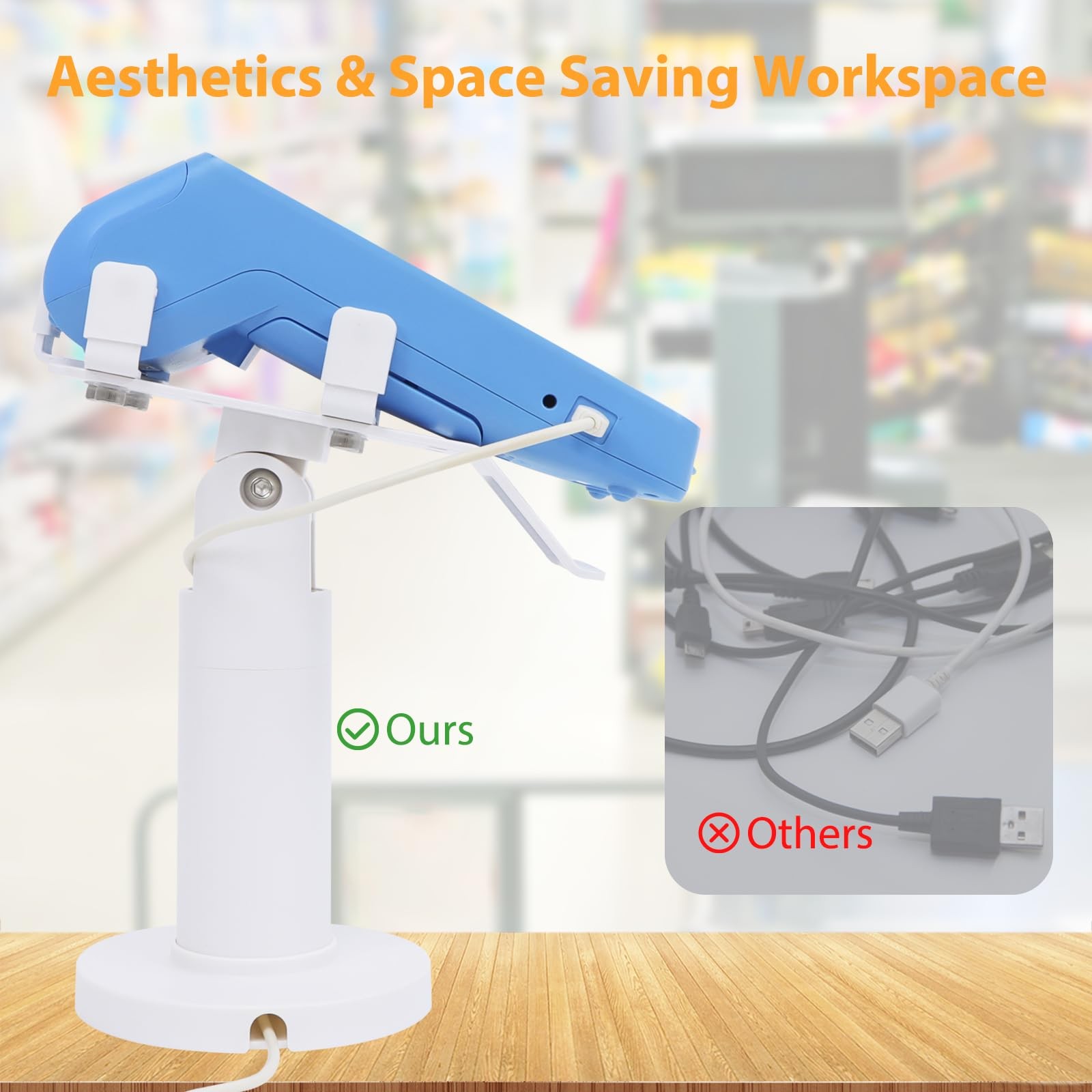 Universal Square POS Machine Terminal Stand, White
