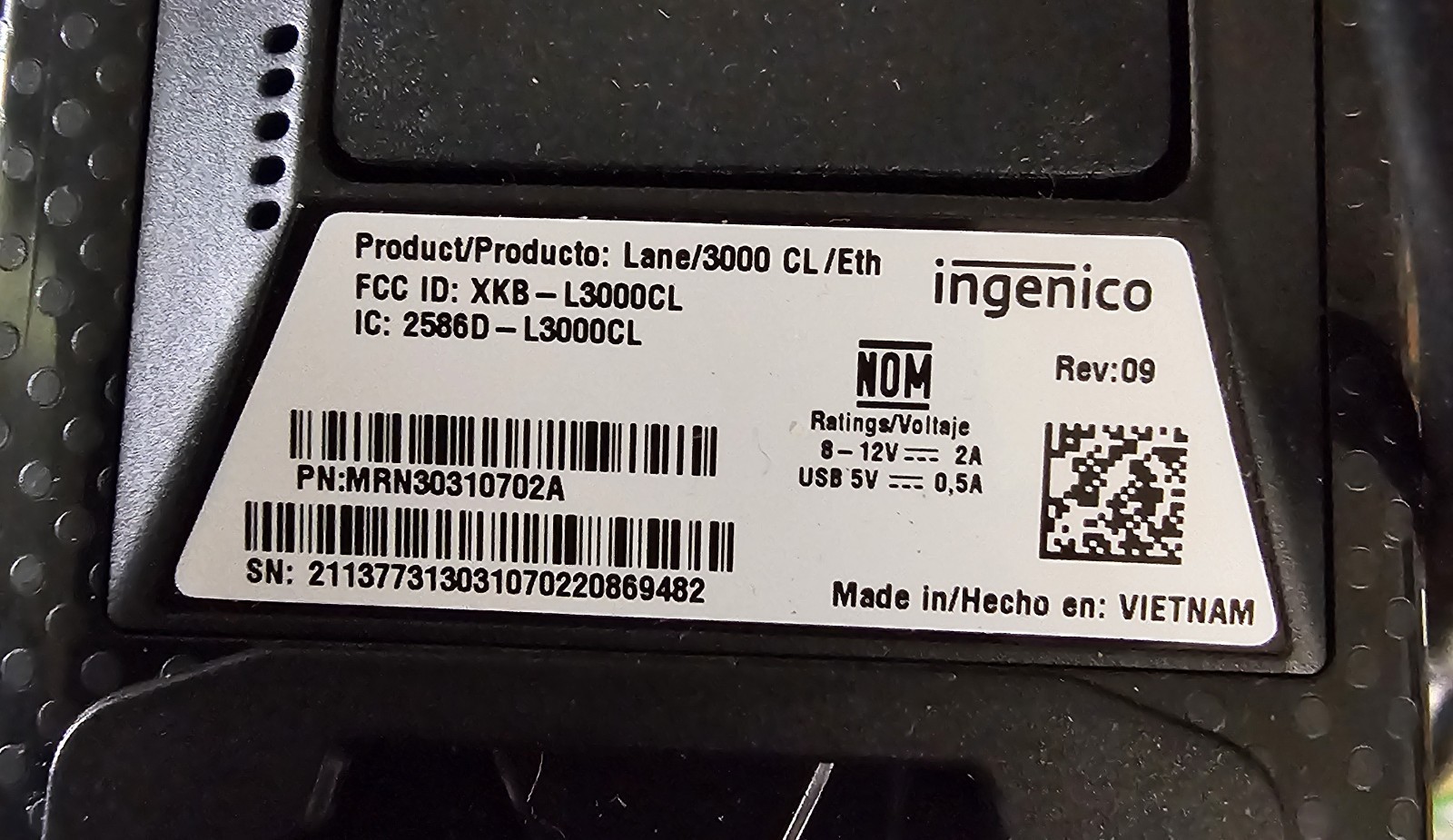 Ingenico Lane/3000 USB Credit Card Reader Point of Sale POS Terminal
