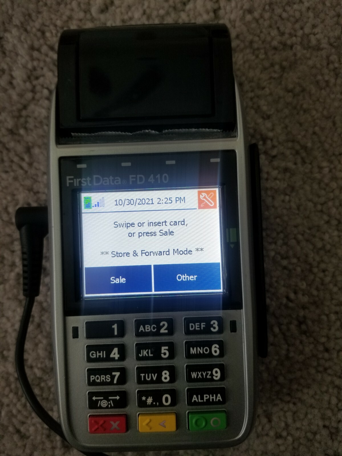 Lot Of Two First Data FD410 Wireless Credit Card Terminals And Two Magstrip Read