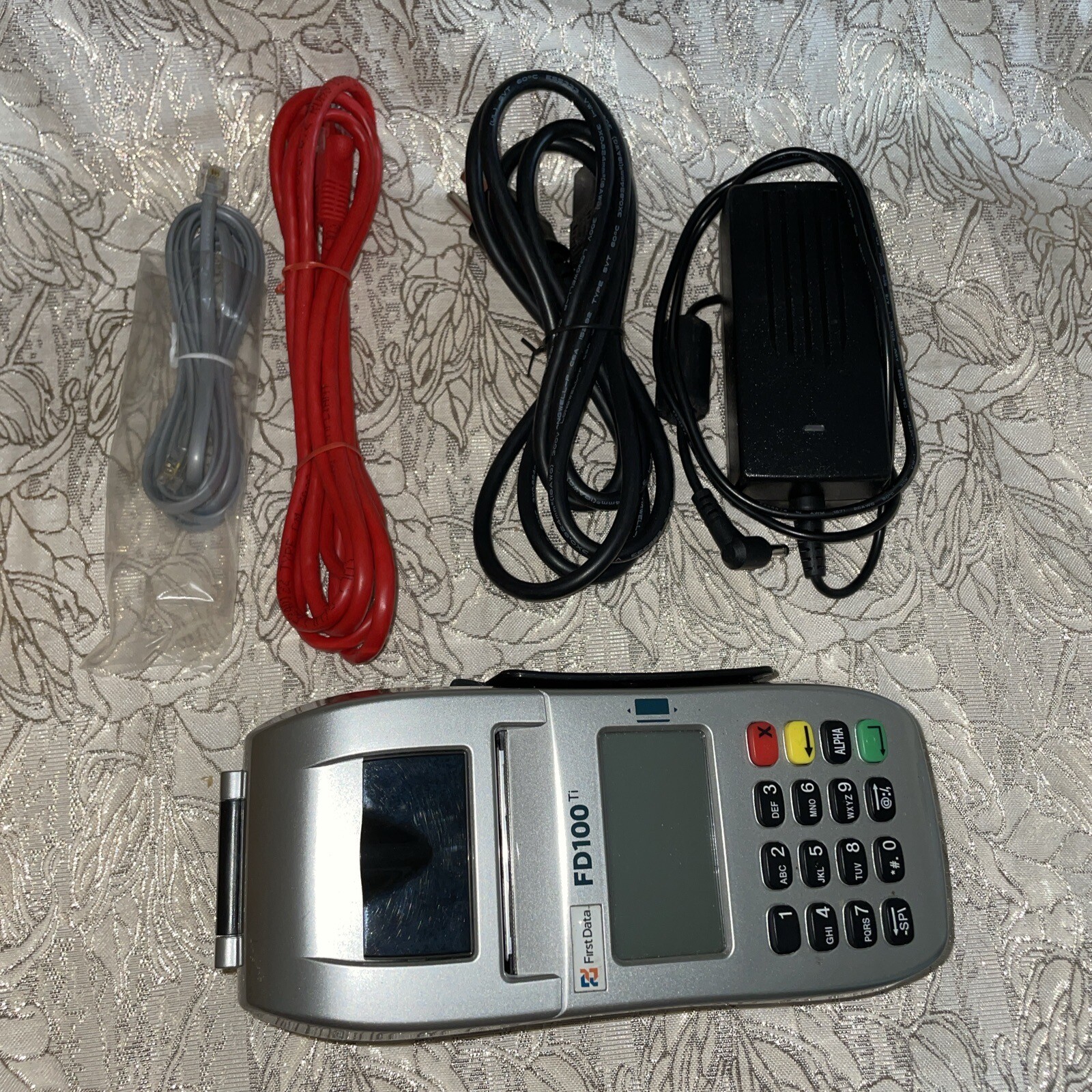 First Data FD100ti Gray/Black Durable Fast Thermal Printer Credit Card Terminal