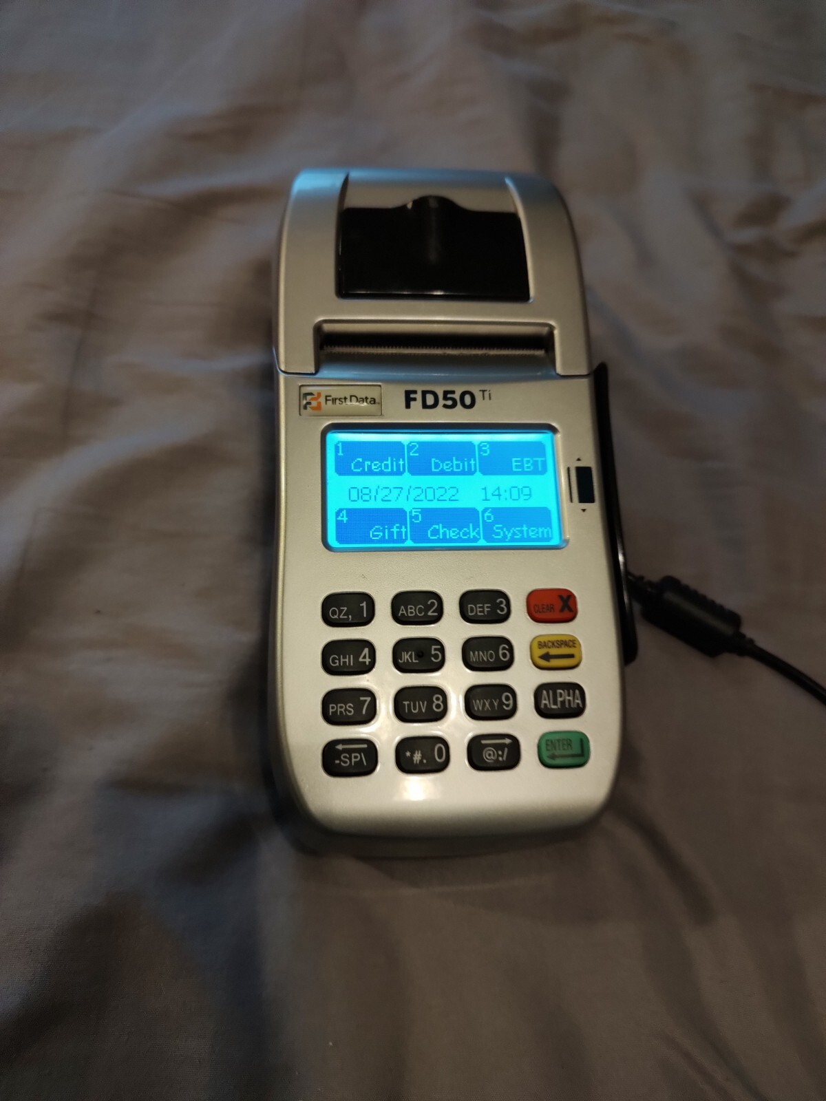 First Data FD50 Ti Credit Card Reader Machine Terminal with power supply