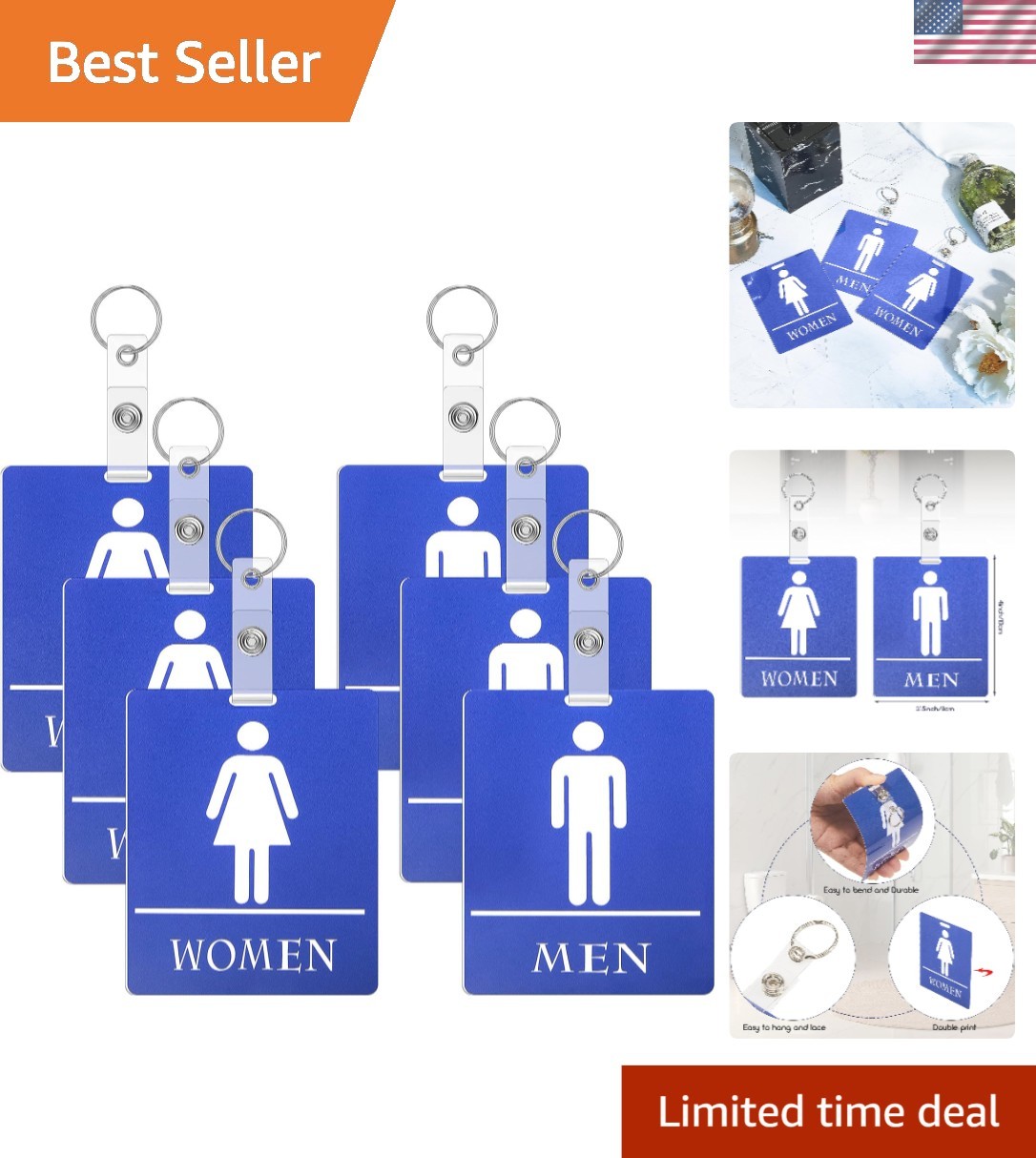 Compact 6 Pcs Restroom Pass Keychains – Versatile Bathroom Tags for Any Setting