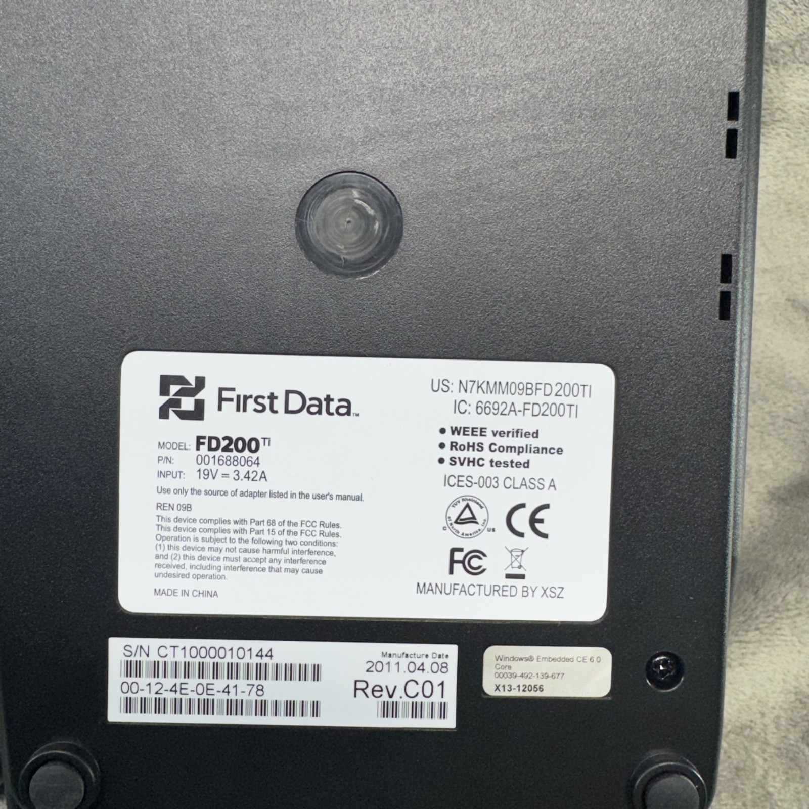 First Data FD200Ti Credit Card Terminal POS System with Power Adapter & Manual