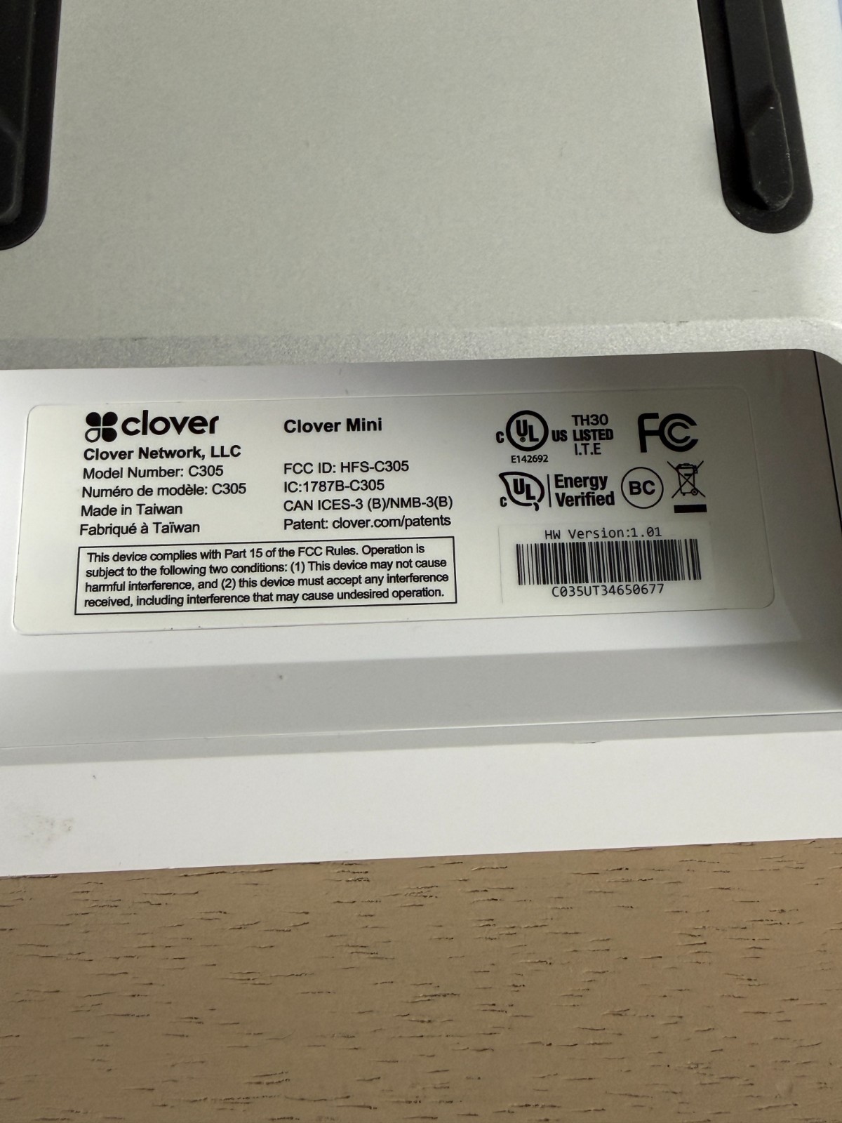 Clover Mini 3 C305 POS Touchscreen Credit Card Terminal w/ Hub + Power – Reset