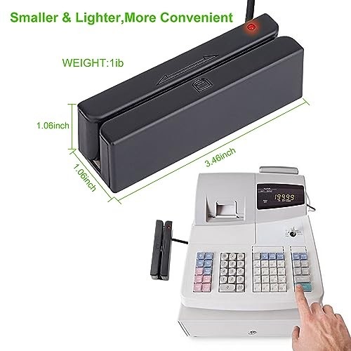 USB Magnetic Stripe Card Reader – 3-Track POS Swiper for Credit/Debit Cards