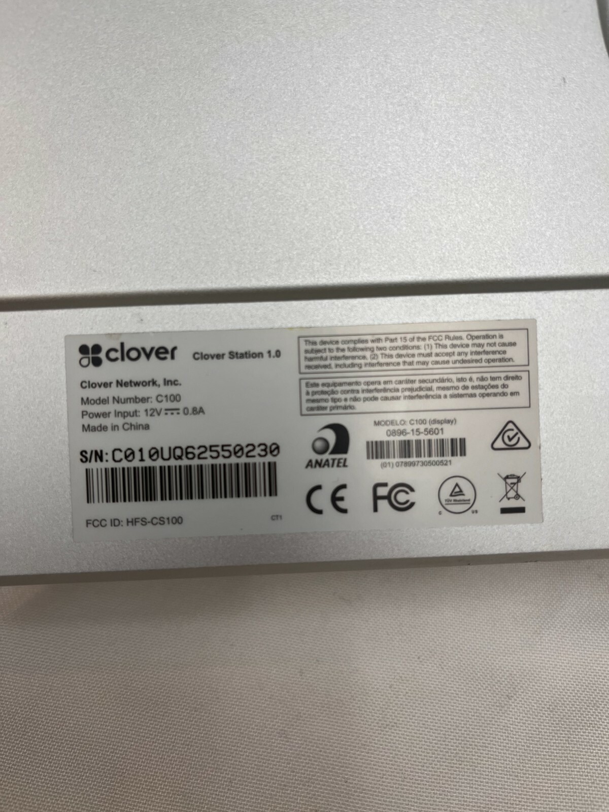CLOVER POS 1.0 C100 SYSTEM POINT OF SALE STATION – AS IS MERCHANT LOCKED