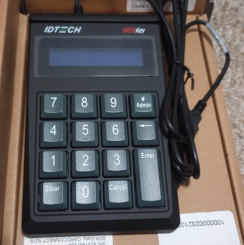 NEW IDTech SREDKEY Keypad Magstripe Reader 507E Encrypted IDSK-534833TEB Rev J