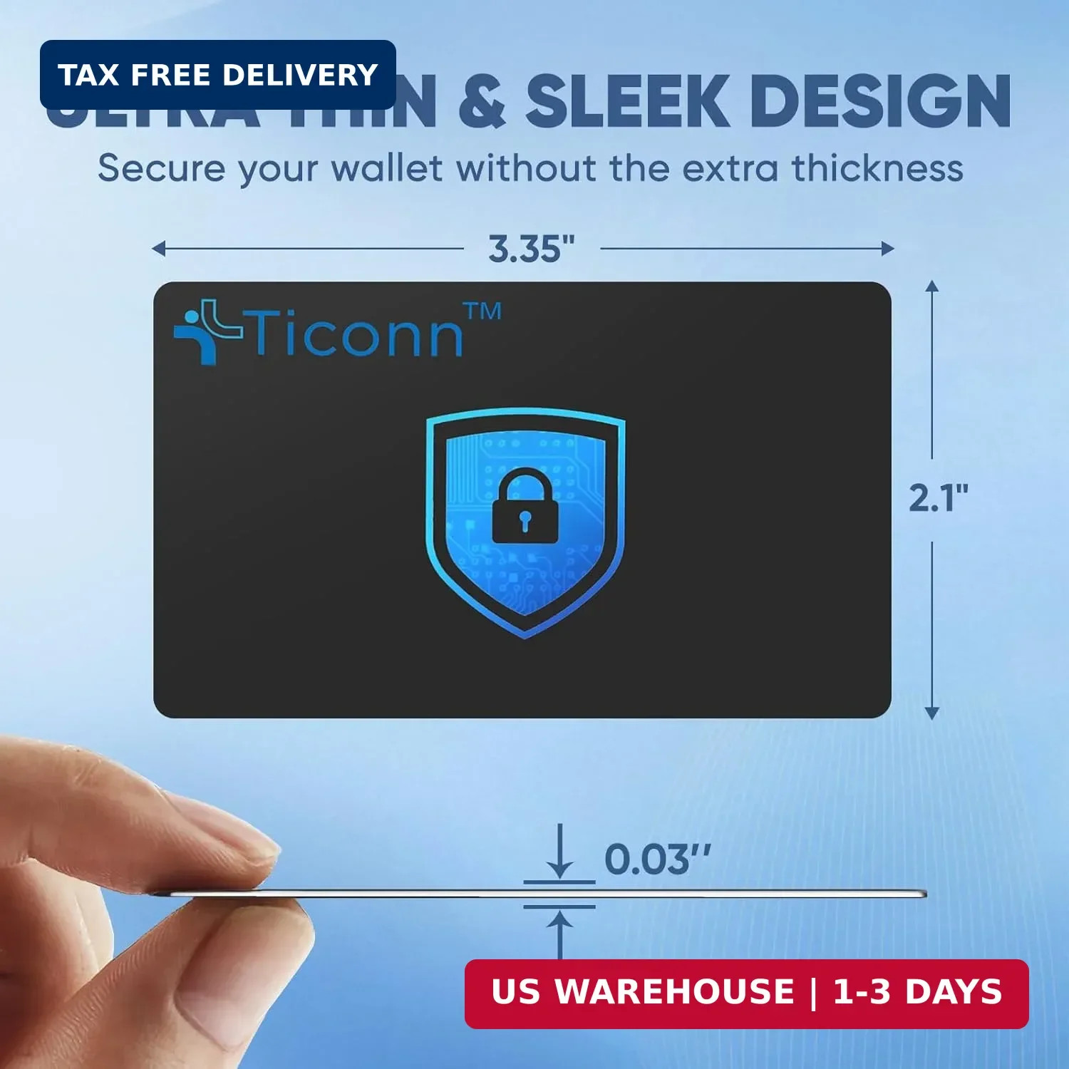 TICONN RFID Blocking Cards – 4 Pack, Premium Contactless NFC Debit Credit Card P