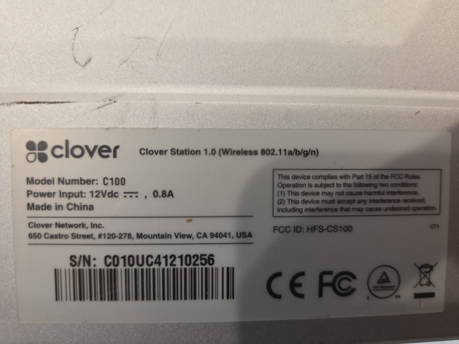 Clover Station C100 POS System Printer Power Cord Screen P100 Receipt Bundle