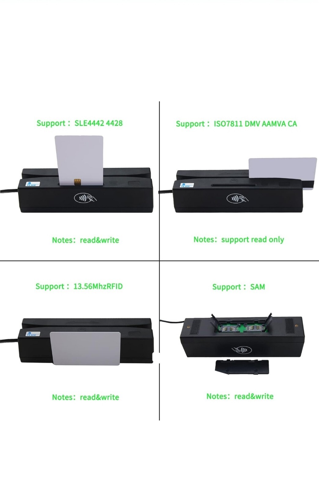 YL160-QICARWOW 4 In 1 USB Magnetic Swipe Card Reader-Plug and Play-480 mps