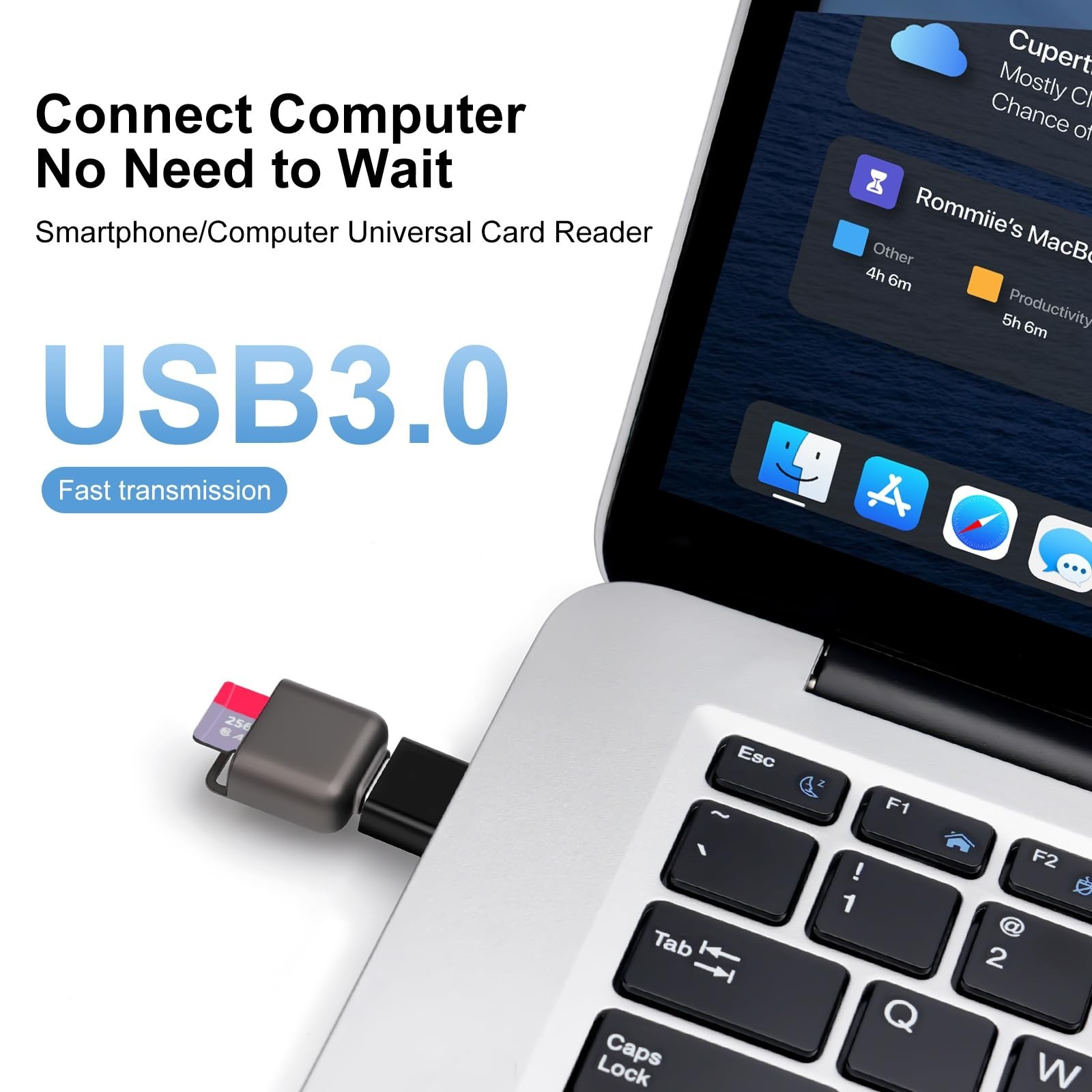 Micro SD Card Reader, BORLTER CLAMP TF Card Reader USB C 3.0 to TF/Micro SD w…
