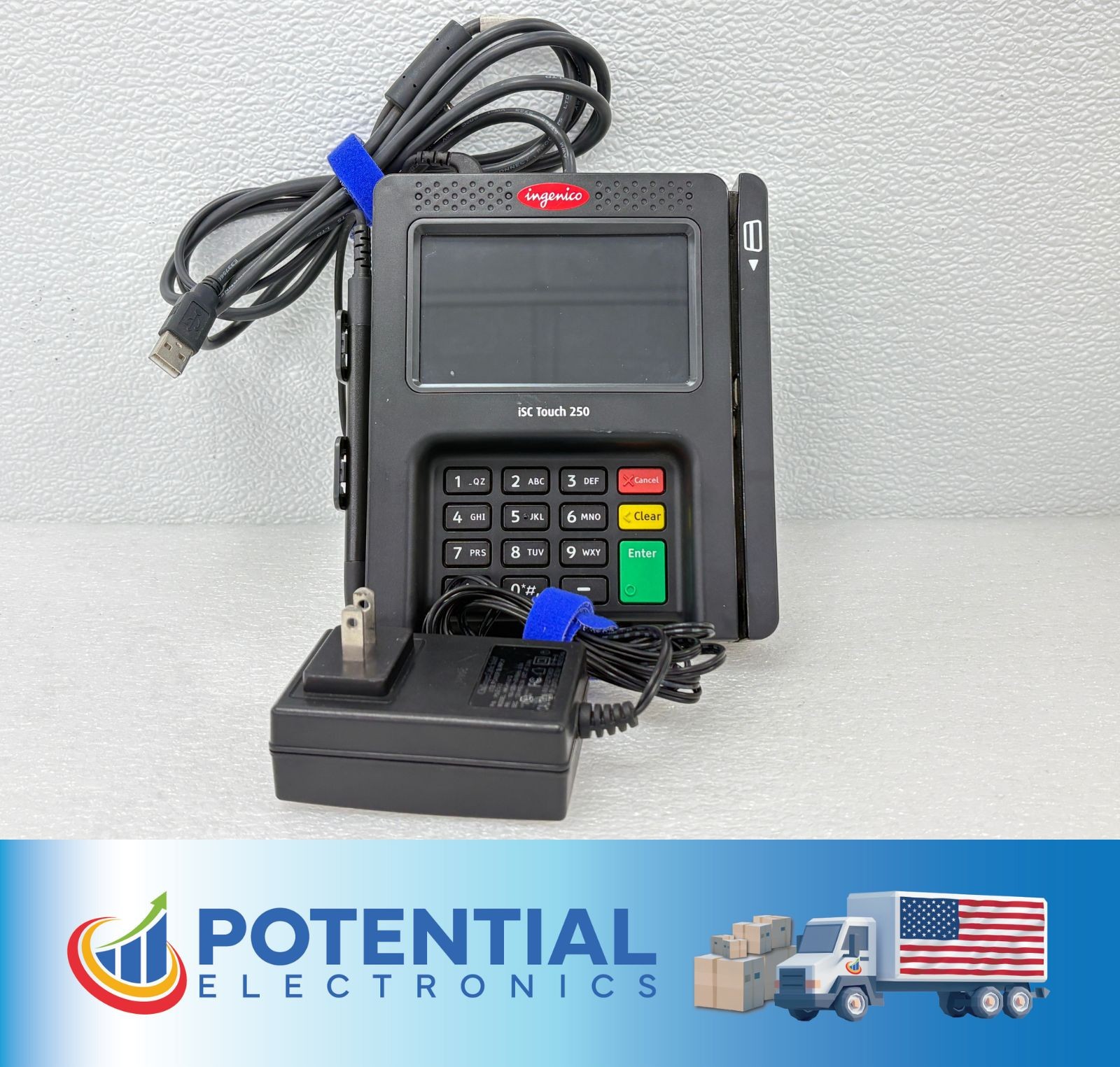 Ingenico ISC TOUCH 250 Credit Card Reader Payment Terminal w/ Pwr Adptr & Stylus