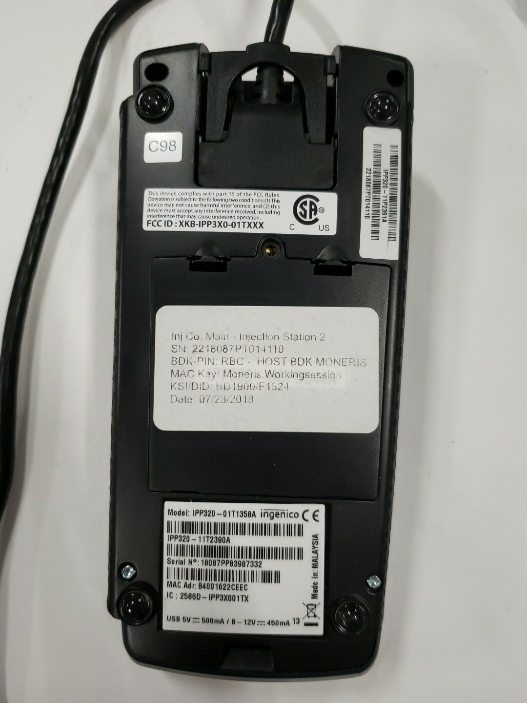 Ingenico POS Credit Card Reader w/ Power Adapter – iPP320-01T1358A