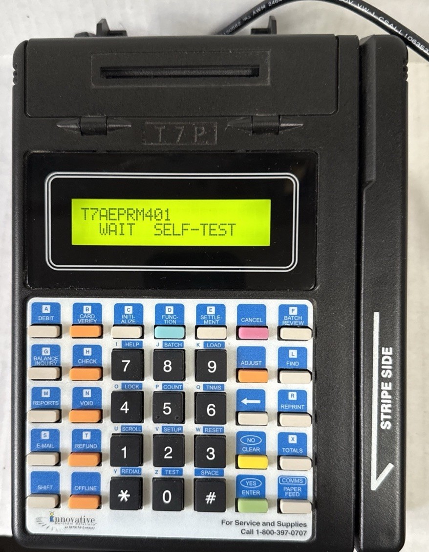 Used Hypercom T7P 512K-Thermal print credit card terminal with Power Supply