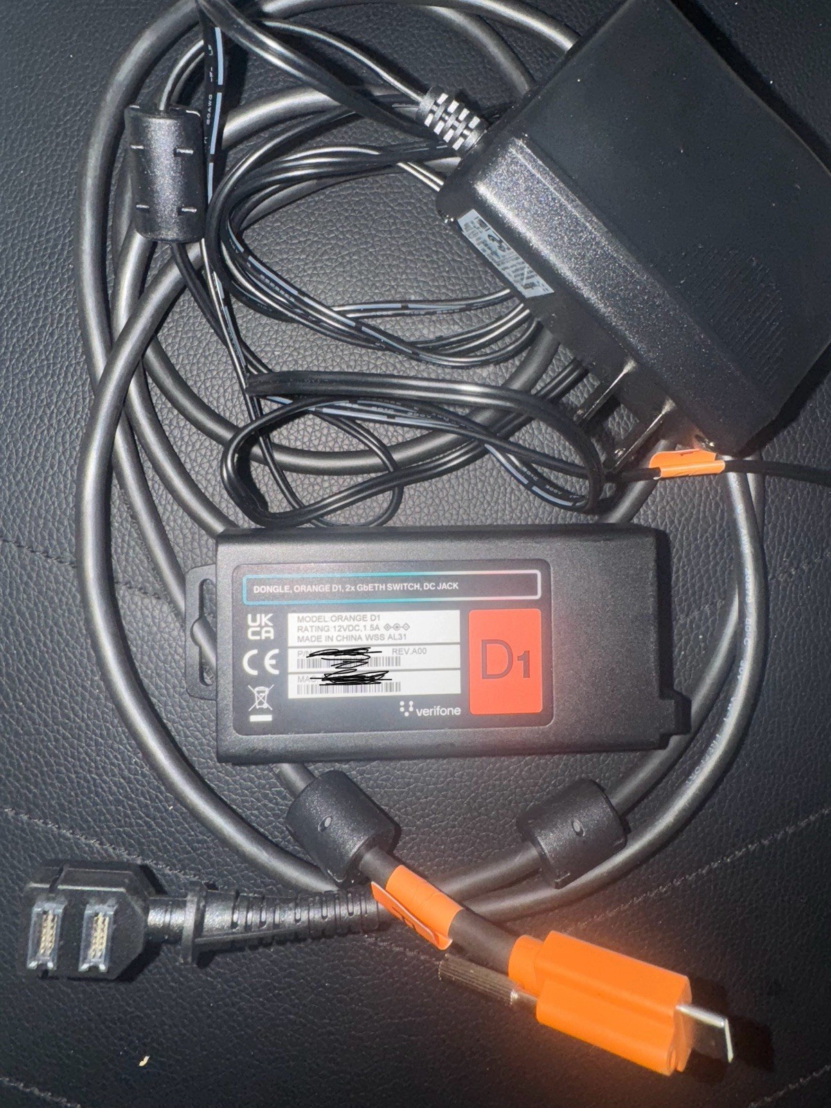 Verifone Orange D1 Dongle POS Adapter Ethernet RJ45 USBC WITH RS232 CABLE/POWER