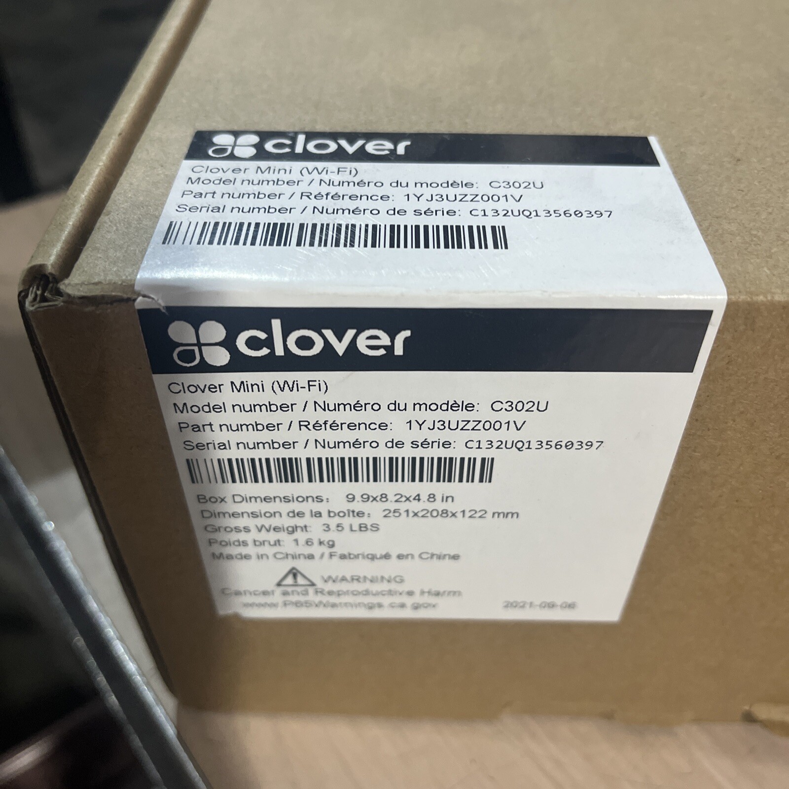 CLOVER MINI (WI-FI) C302U POS SYSTEM/CREDIT CARD TERMINAL