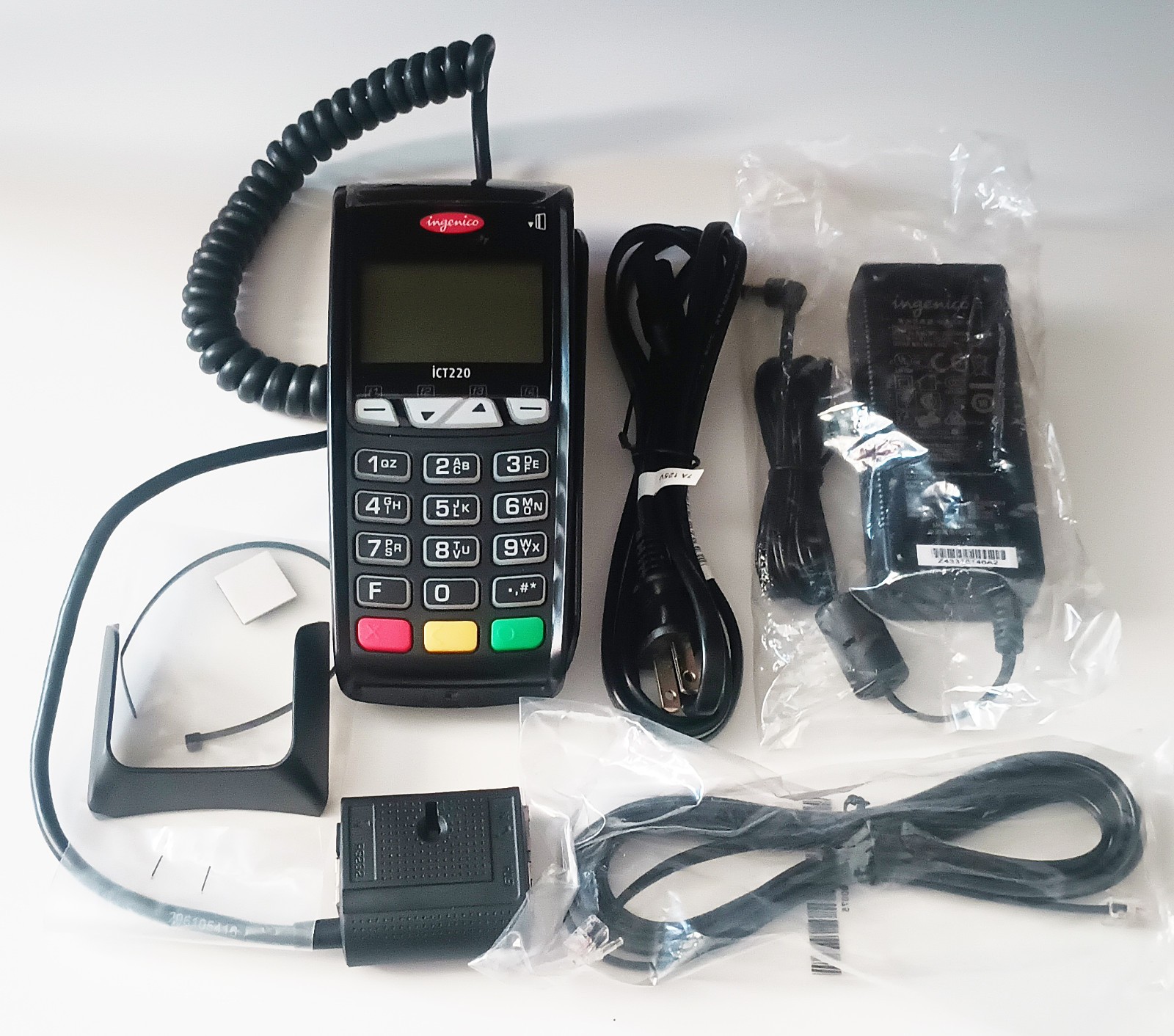 Ingenico iCT 220 Credit Card Payment Reader Terminal With Power Cord & Cables