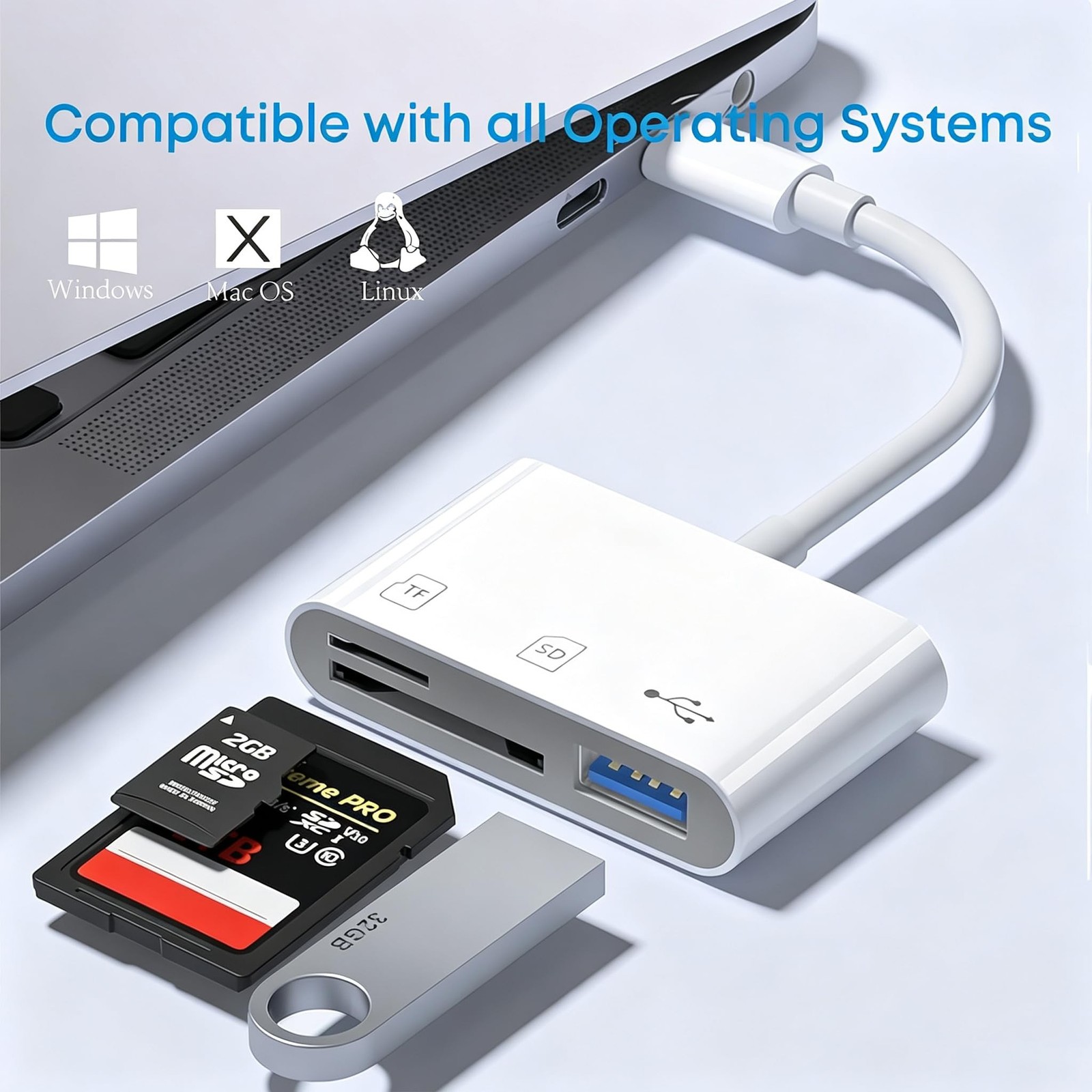 USB C SD/TF Card Reader – 3 in 1 Type C to TF/SD/USB Disk Reader Adapter | Ty…