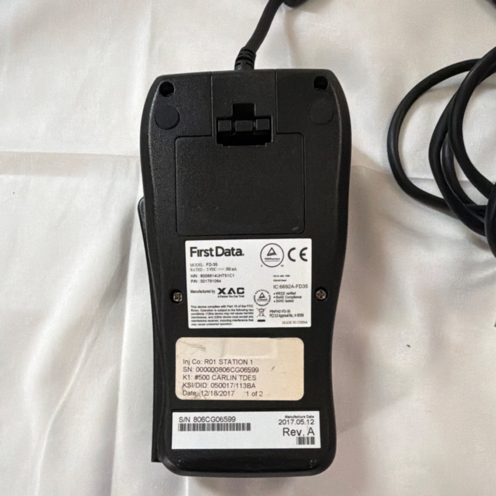First Data FD-35 Wired Credit Card Terminal/Reader POS w/ USB Cable