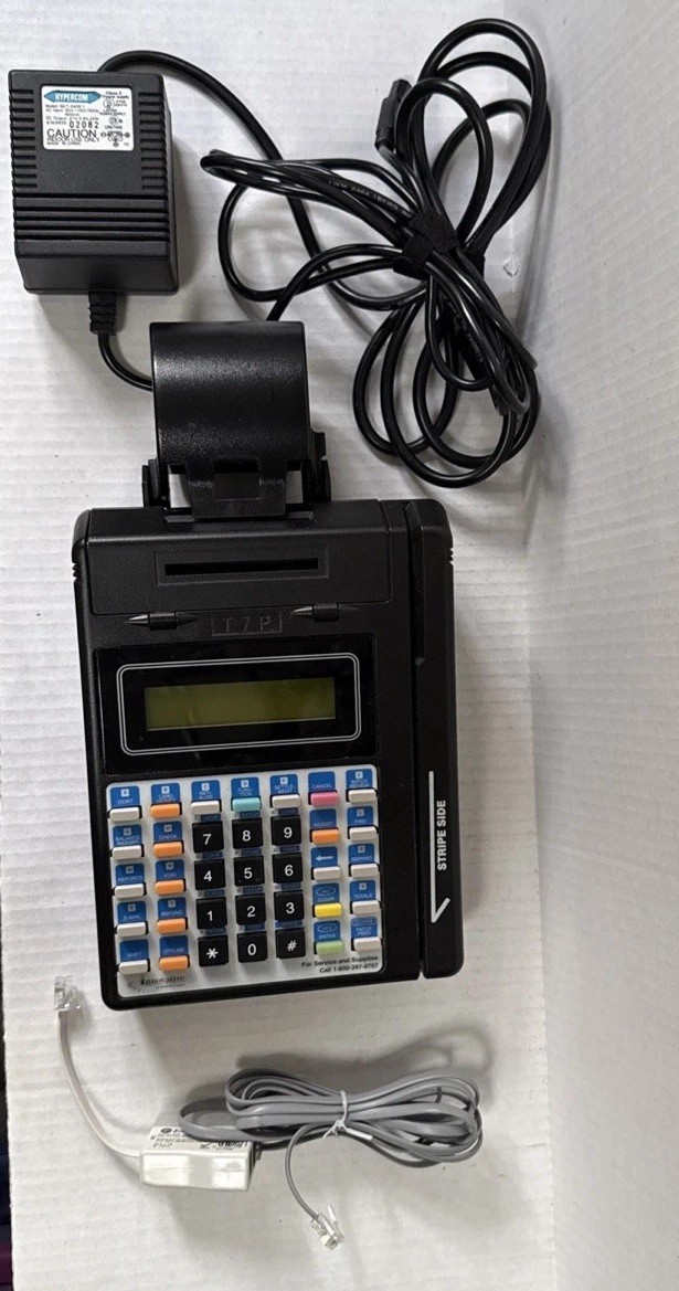 Used Hypercom T7P 512K-Thermal print credit card terminal with Power Supply