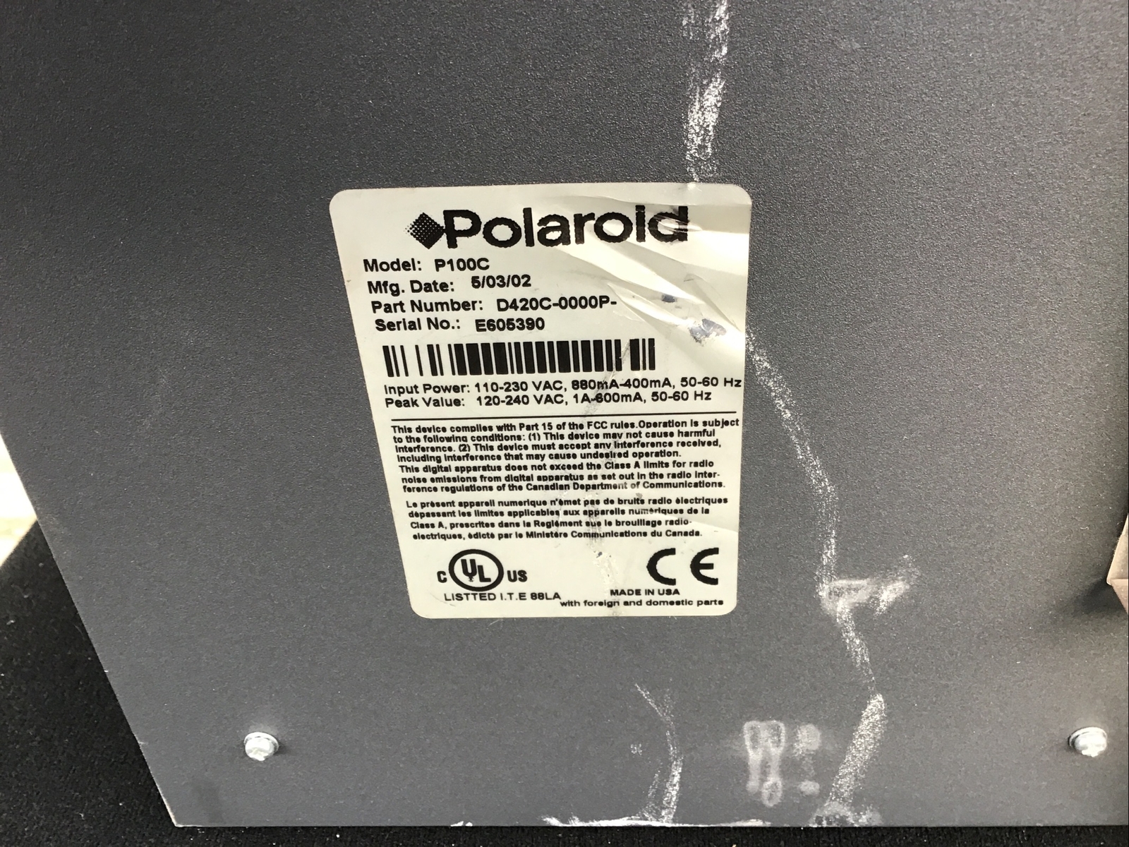 Polaroid-P100C P/N:D420C-0000P Card Printer