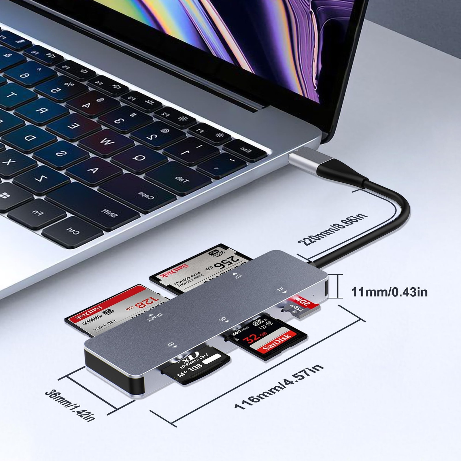 CFast 2.0 Card Reader 5-in-1, USB C USB 3.0 Aluminum Multi-Slot Memory Card A…