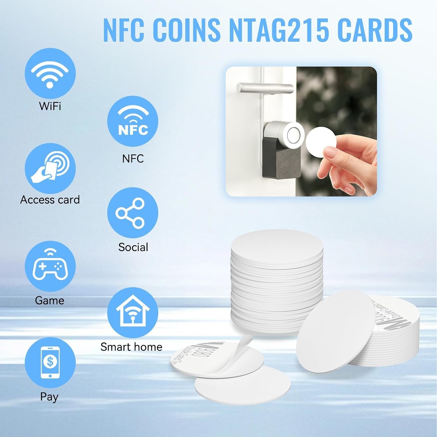 High-Quality 30pcs NTAG215 NFC Coins – Waterproof Stickers for Android Devices