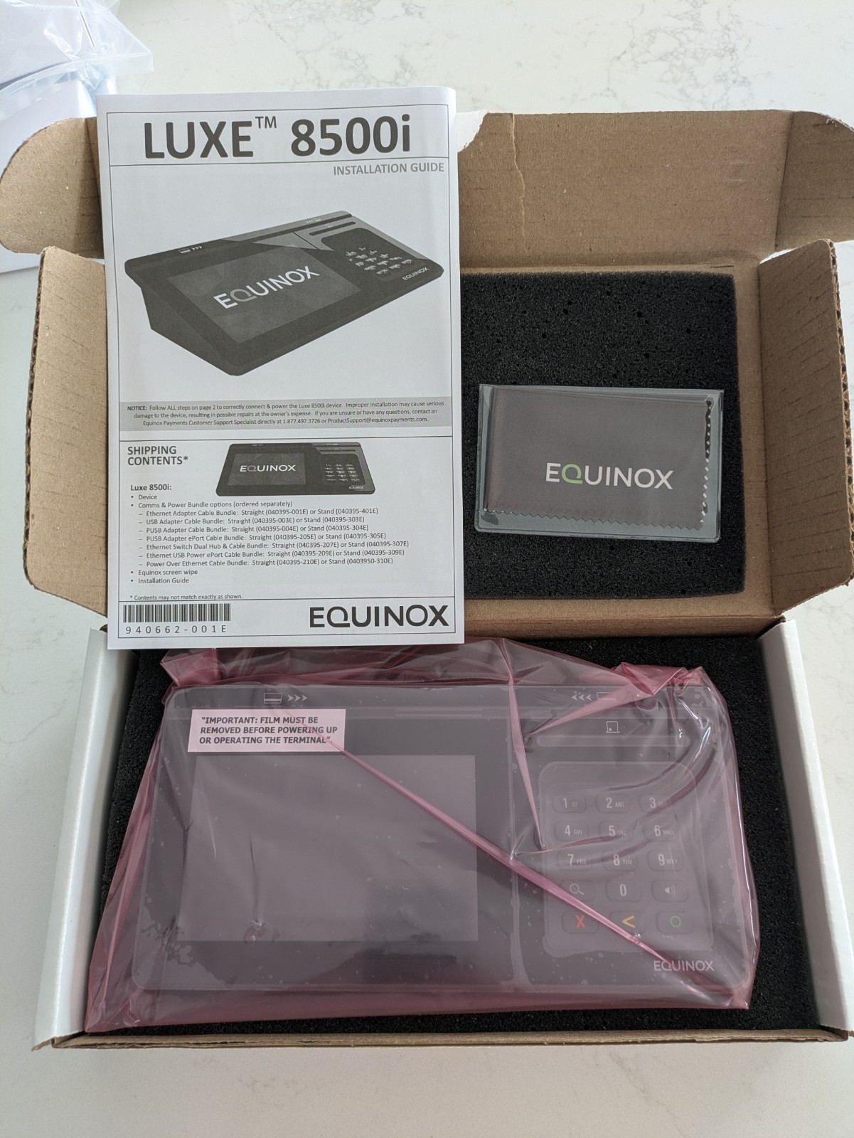 NEW! Equinox Luxe 8500i High Definition LCD Touchscreen Terminal (w/cables)