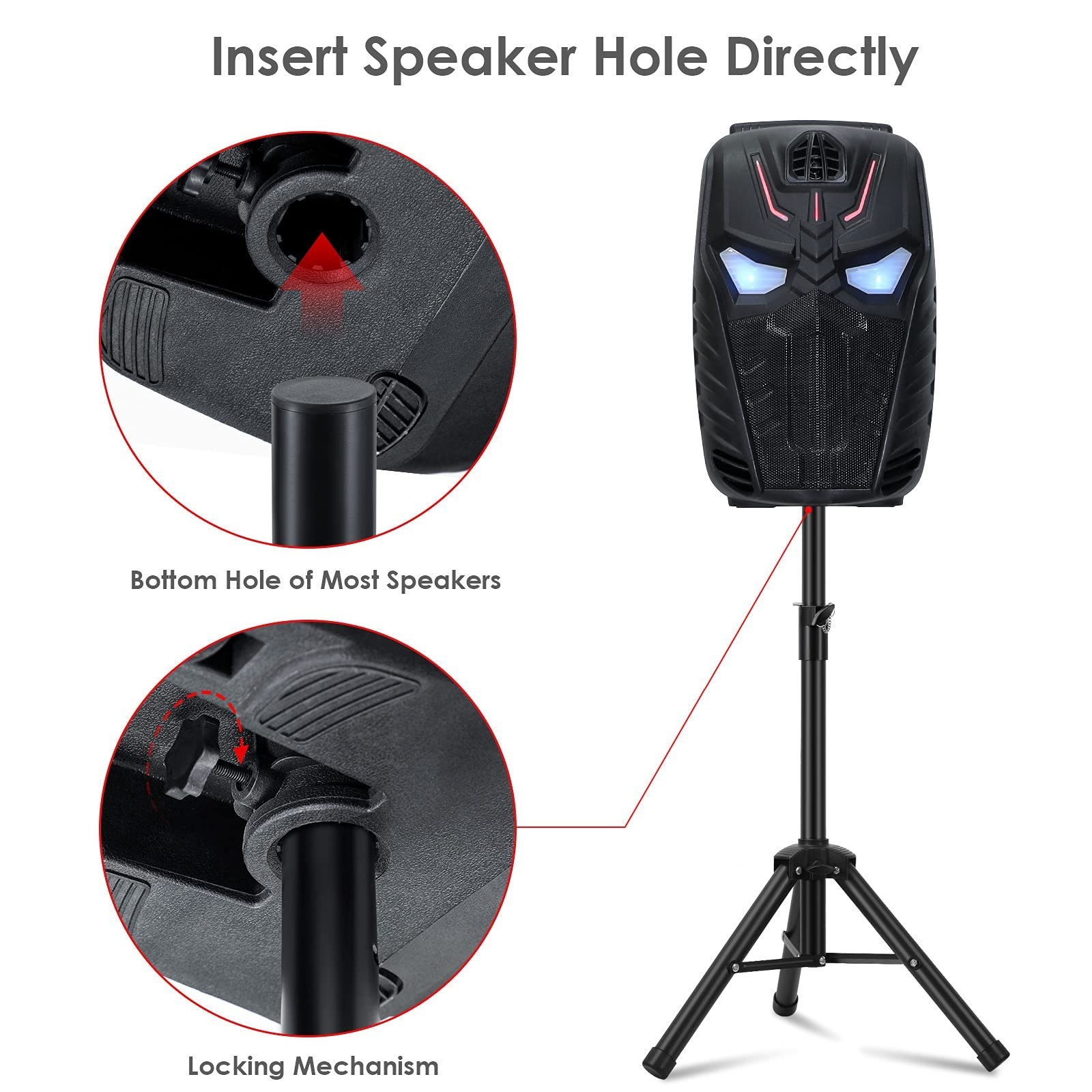 Heavy Duty PA & DJ Speaker Stand – Adjustable Height 30″ to 44″ Steel, Carry …