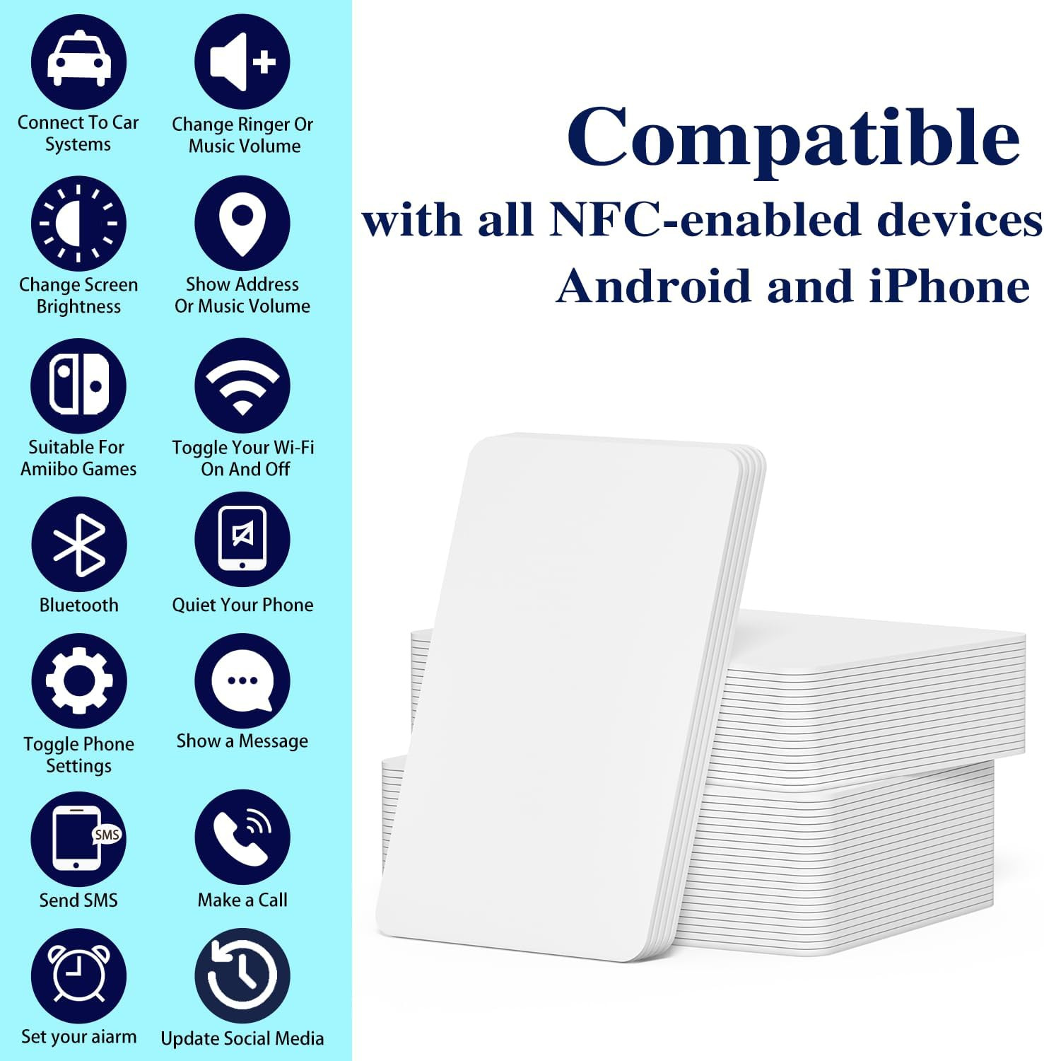 50Pcs NFC Cards Inkjet NFC Tags Printable NFC Cards Programmable NFC Tags Nta…
