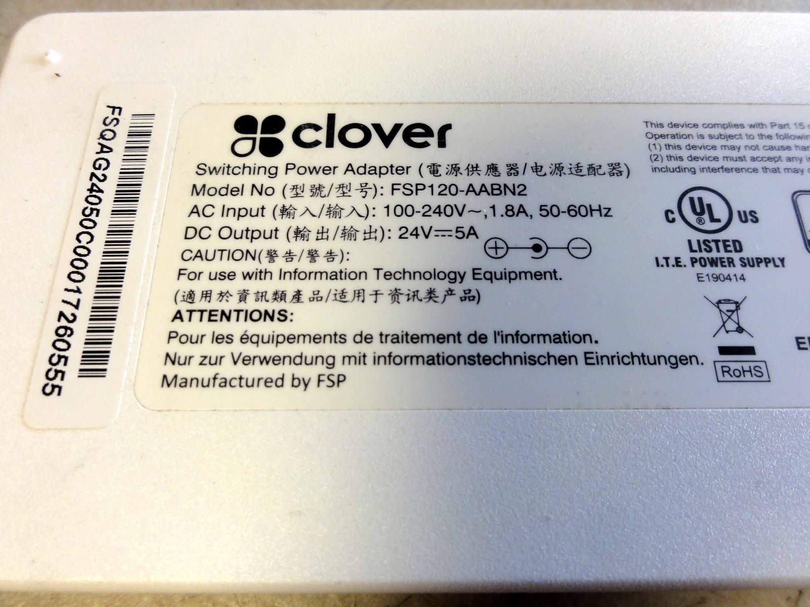 Clover C100 POS System’s Accessories AC Adapters & Printer P100. Rarely Used.