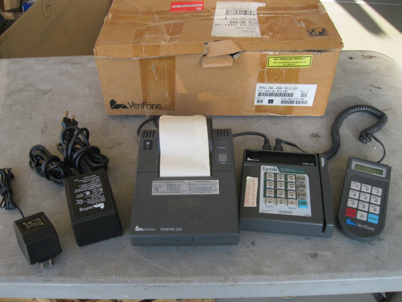 VERIFONE Printer 220, Tranz 330, Pin Pad 1000 Credit card System-Powers ON-AS IS
