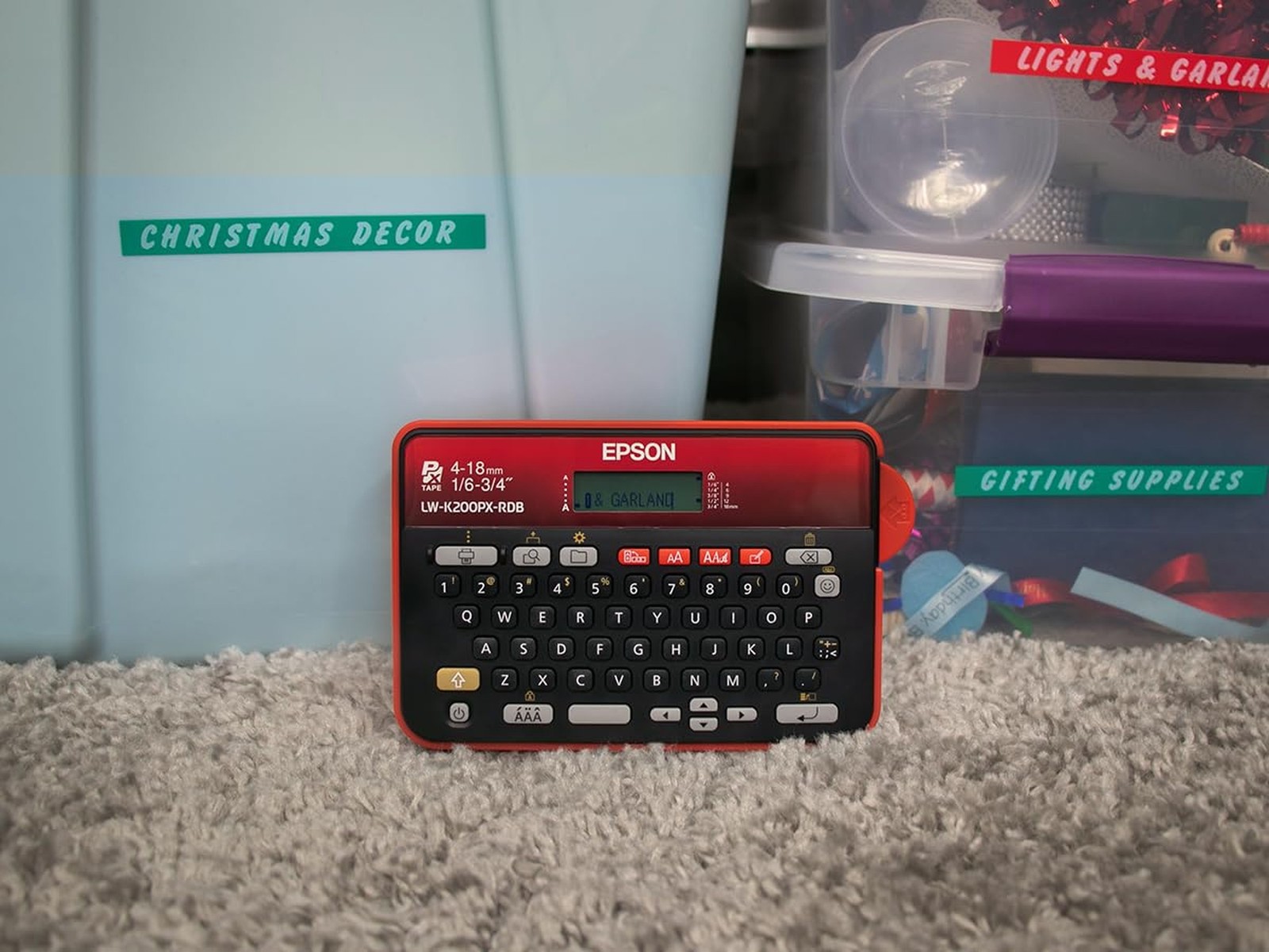 LABELWORKS Epson LW-K200PX-RDB Portable QWERTY Keyboard Label Maker for Home …