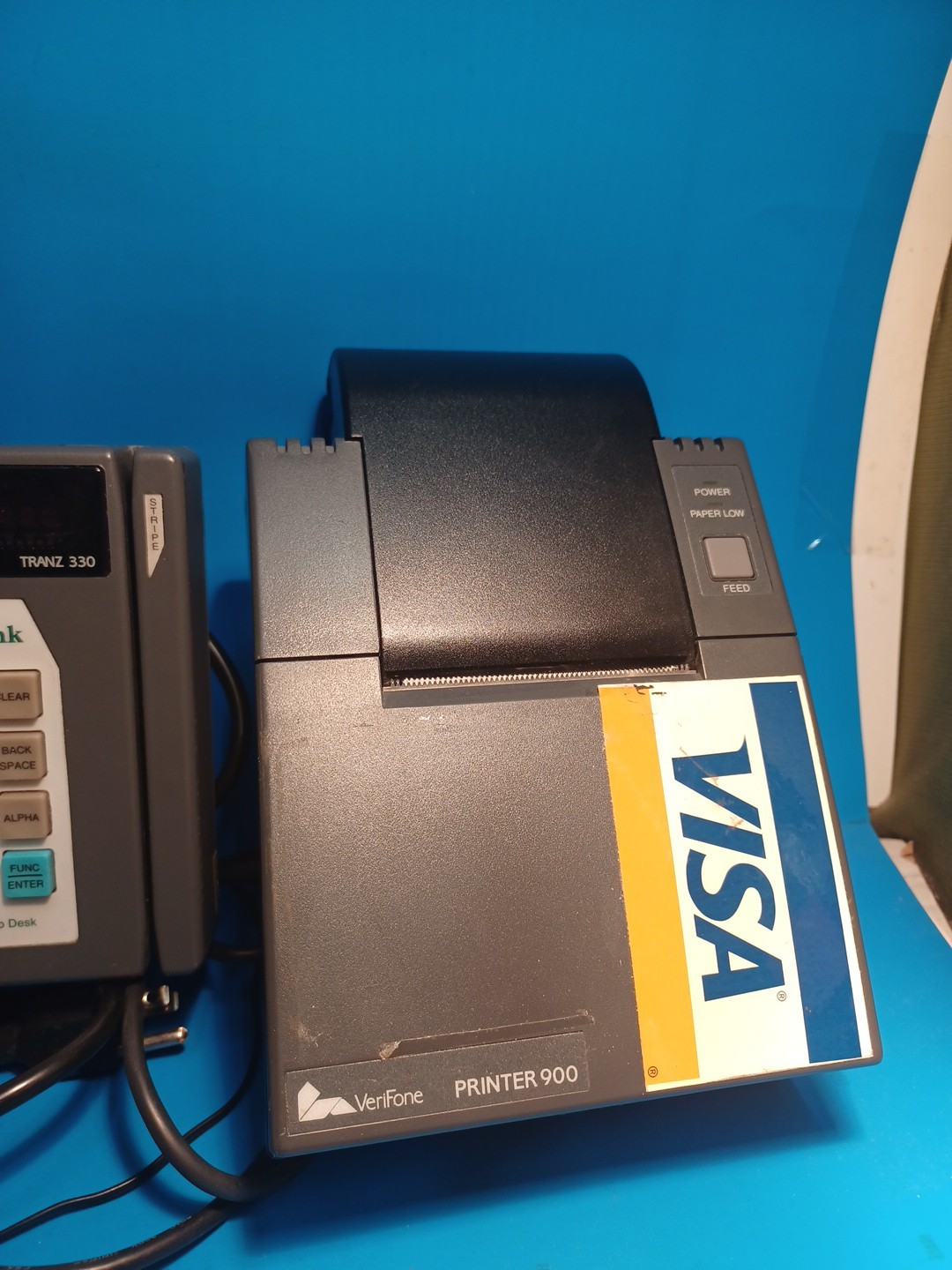 Verifone Tranz 330 Credit Card Reader Terminal +Printer 900 +wires Pre Owned