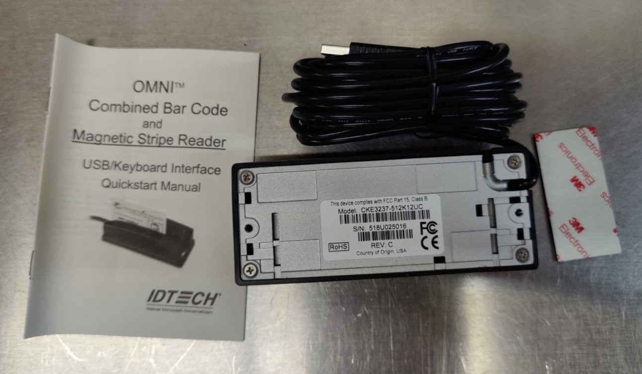 IDTech Omni Combined Bar Code and Magnetic Stripe Reader CKE3237-512K12UC