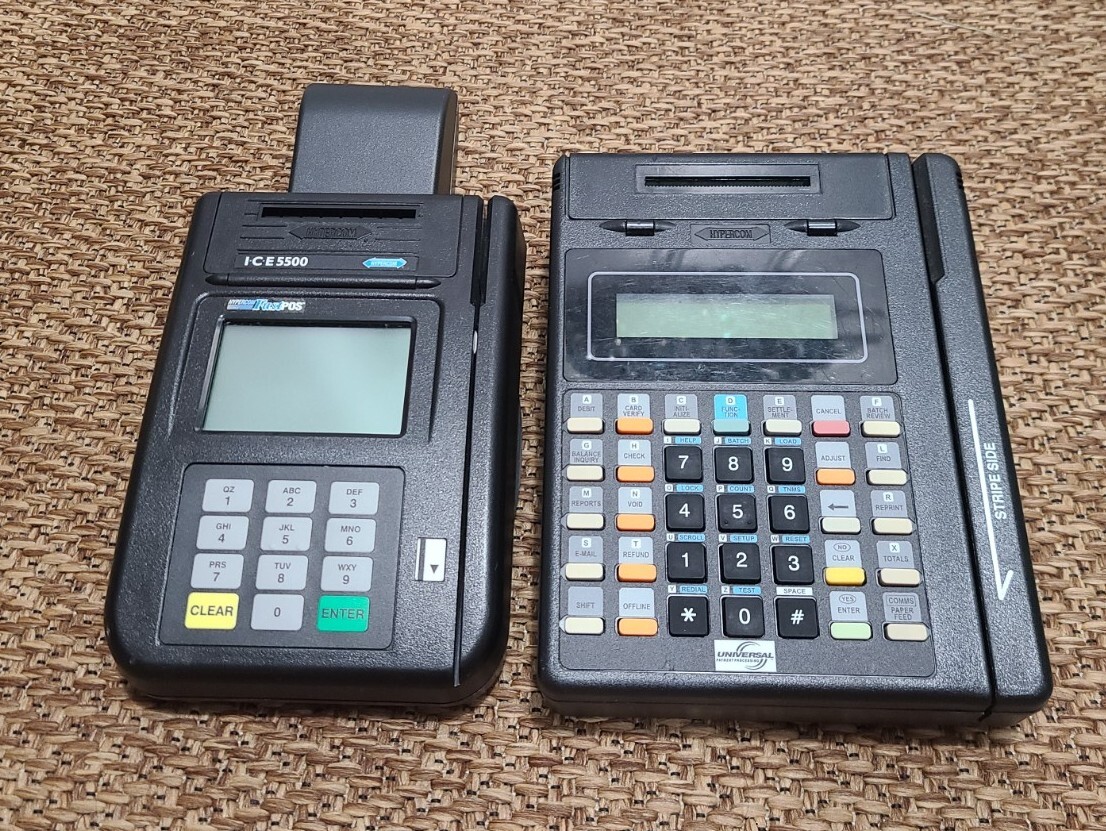 Lot Of 2 HYPERCOM T7 Plus & ICE 5500 Credit Card Machine