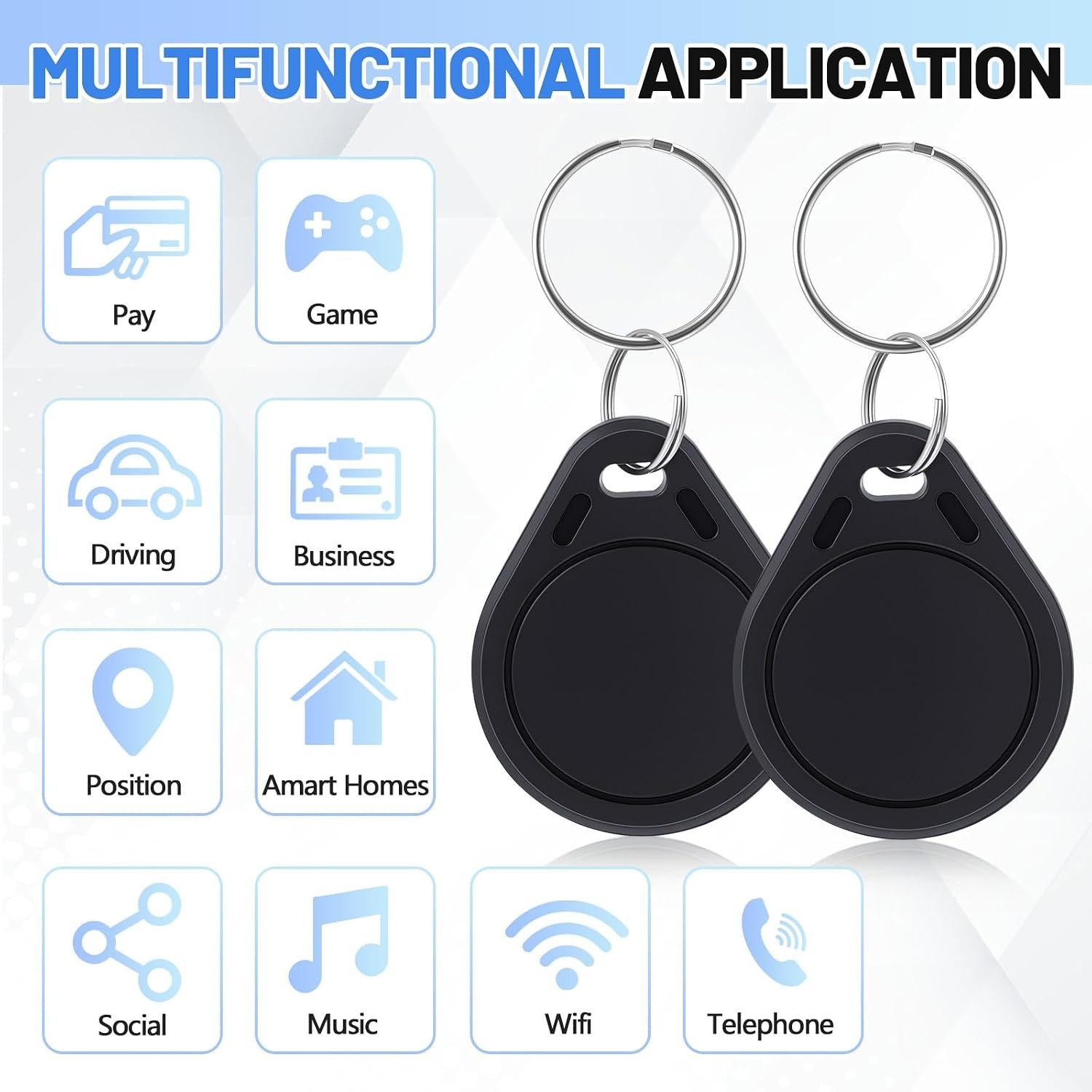 100 Pack NFC Tags Keychain Business Card Programmable