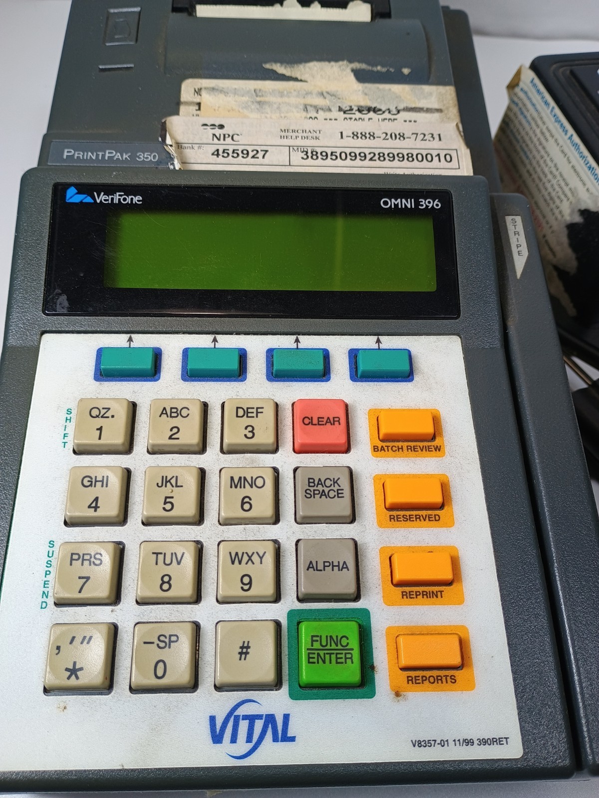 Verifone Omni 396 PrintPak 350 Credit Card Terminal Reader Swiper Printer