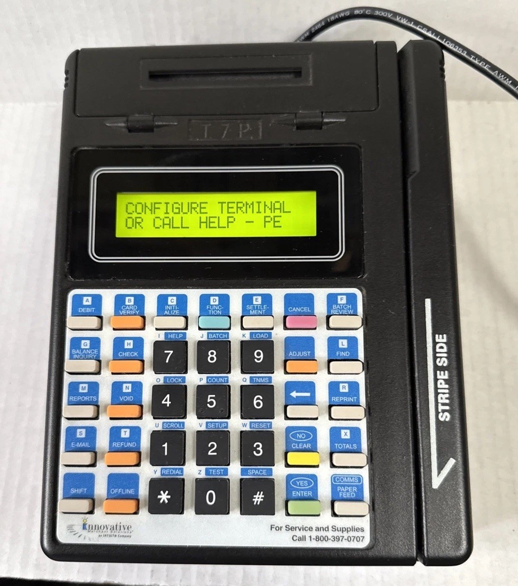 Used Hypercom T7P 512K-Thermal print credit card terminal with Power Supply