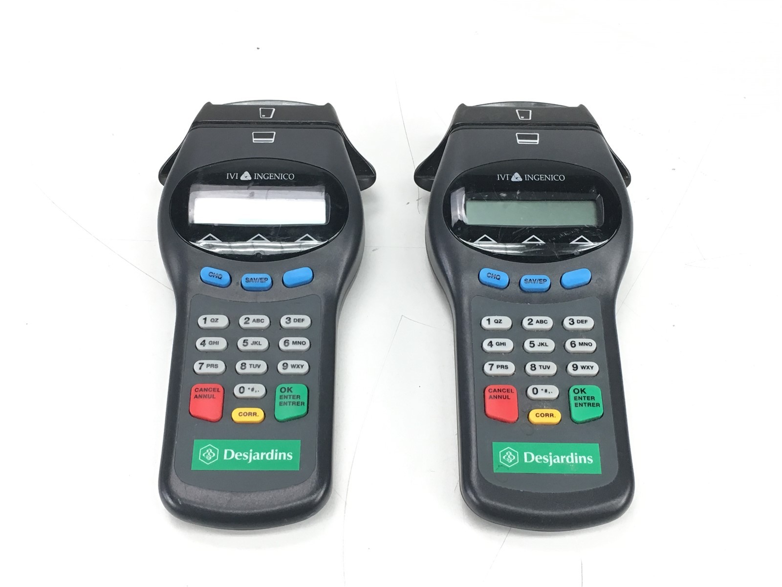 Lot of 2 IVI Ingenico Desjardins Card Reader Model Pin Smart RS 232