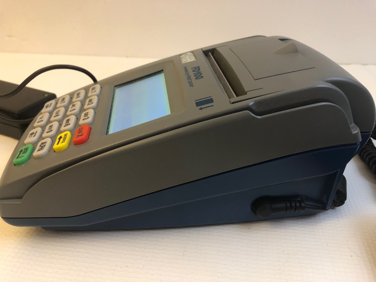 First Data FD-100 Credit Card Terminal Machine + FD-10 8001 PCI Keypad WORKS