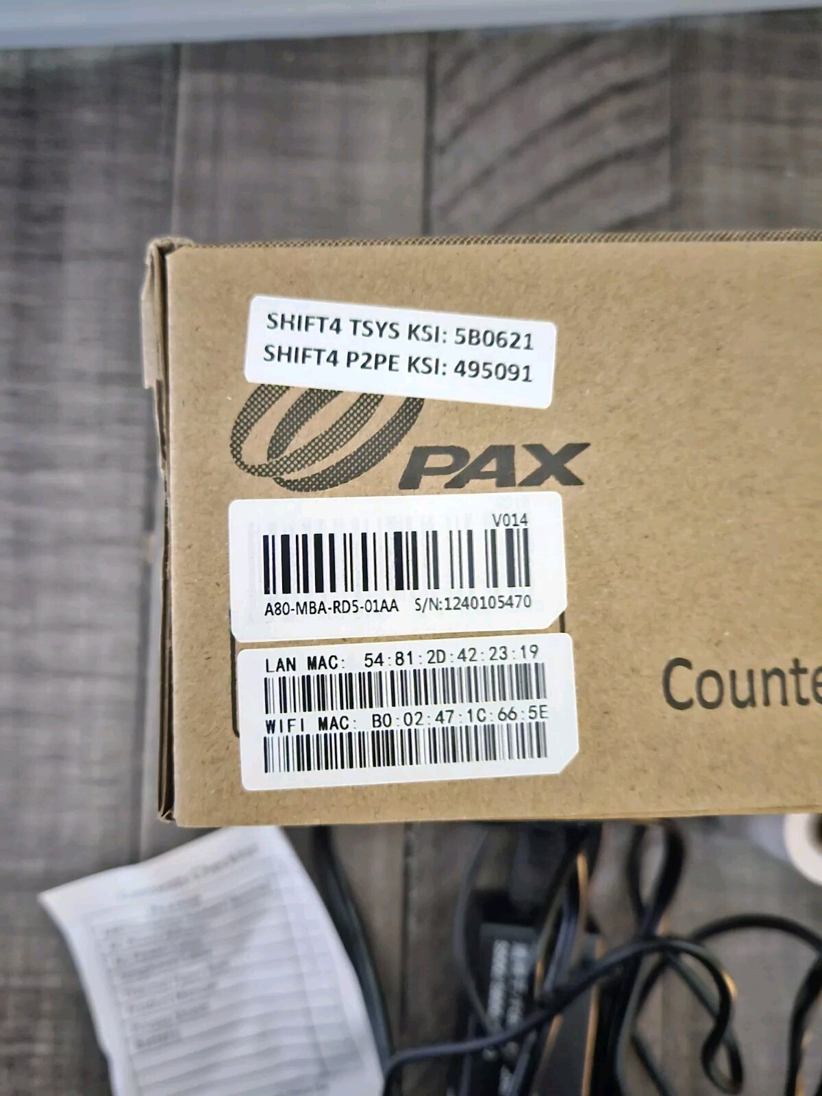 PAX A80-MBA-RD5-01AA COUNTERTOP PAYMENT TERMINAL A80