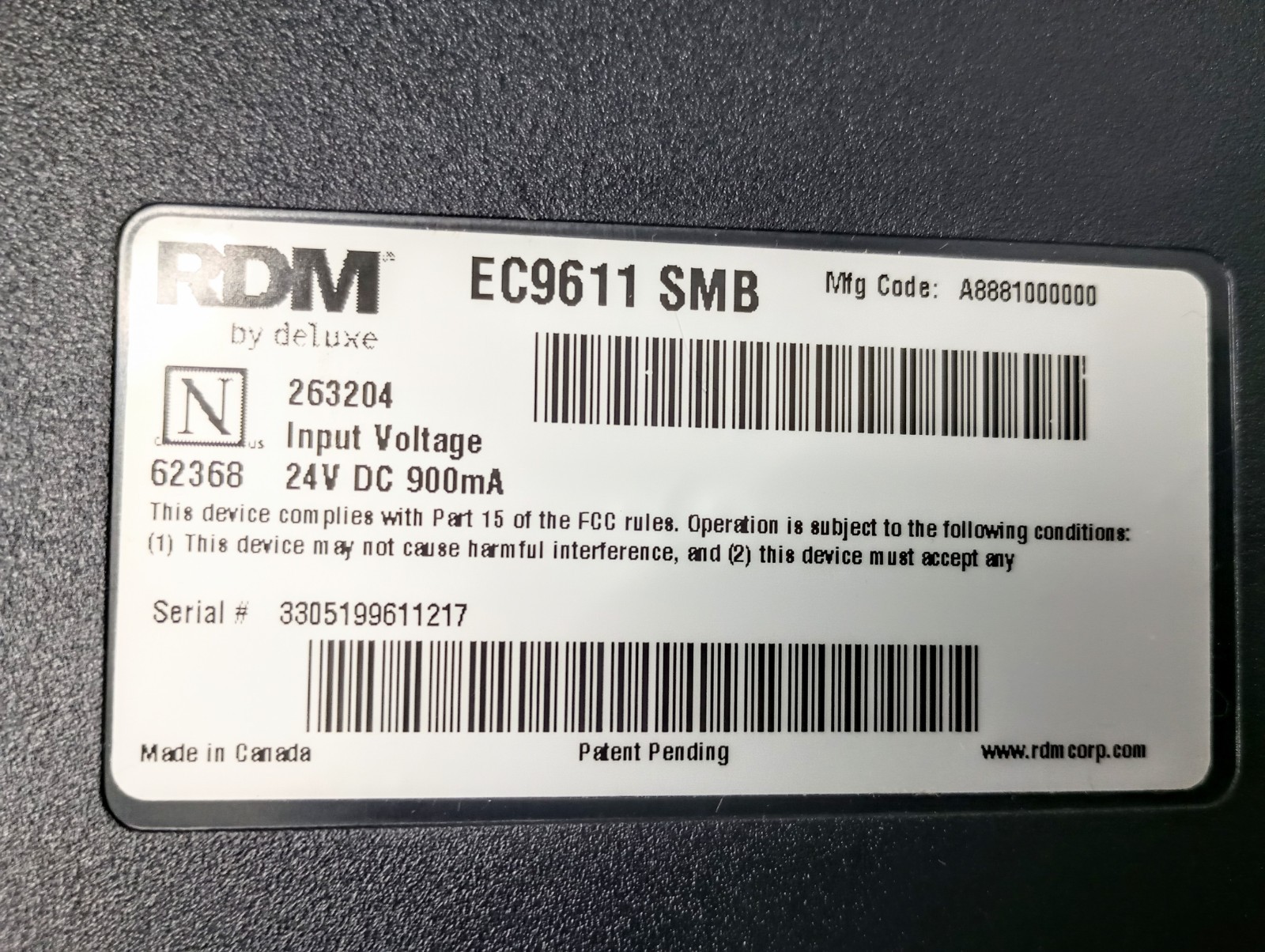 RDM EC9600i AF Check Scanner 970 Page Count with AC adapter