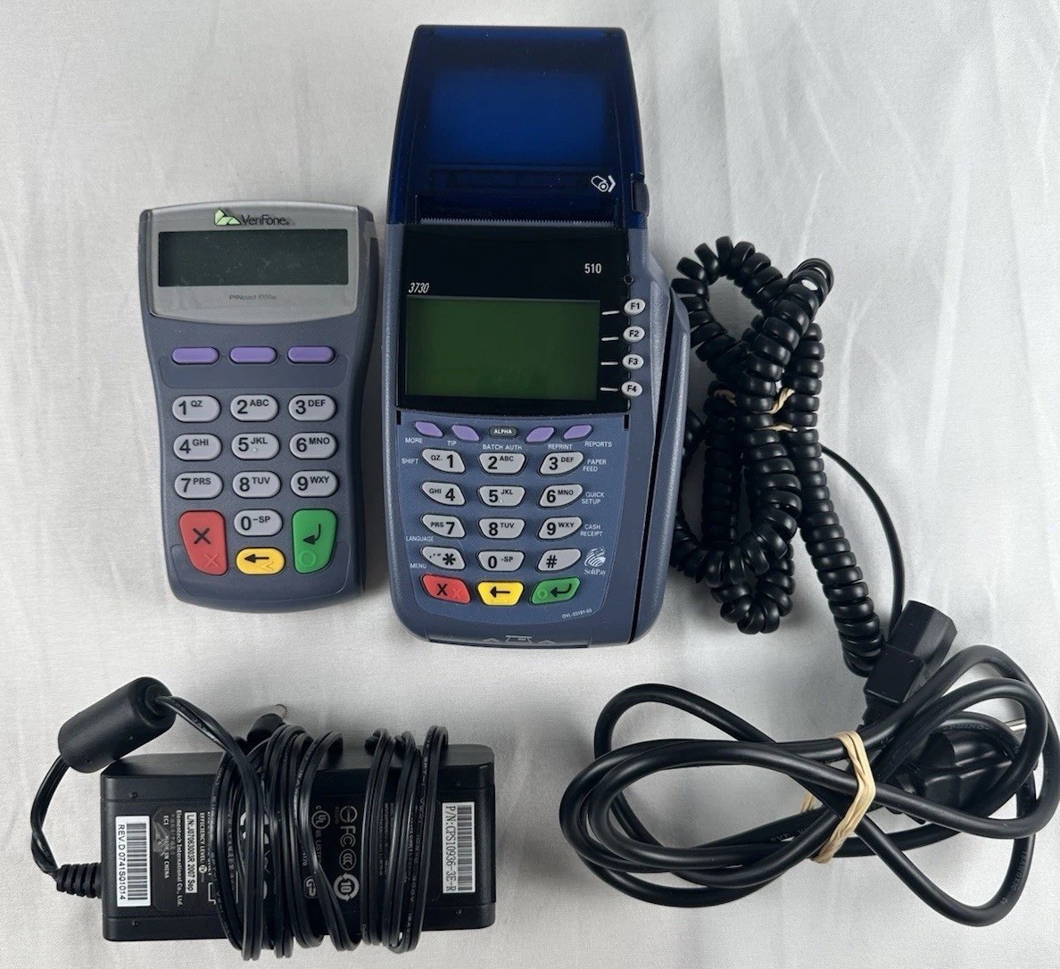 Verifone Omni 3730 VX510 Terminal + PINpad 1000SE Bundle w/ Cords & Power TESTED