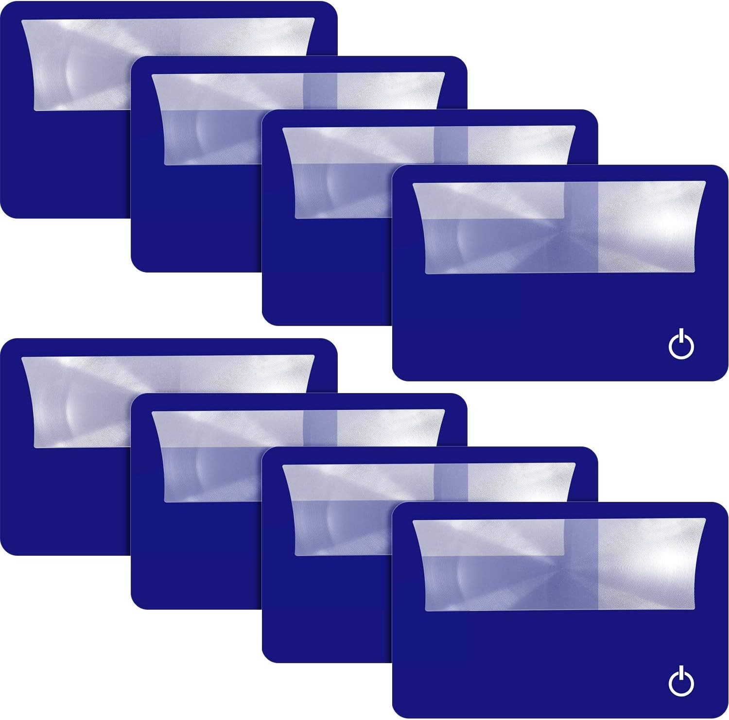 Credit Card Magnifier 8 Pack 3X LED Lighted Pocket Lens Blue Wallet Size Port…