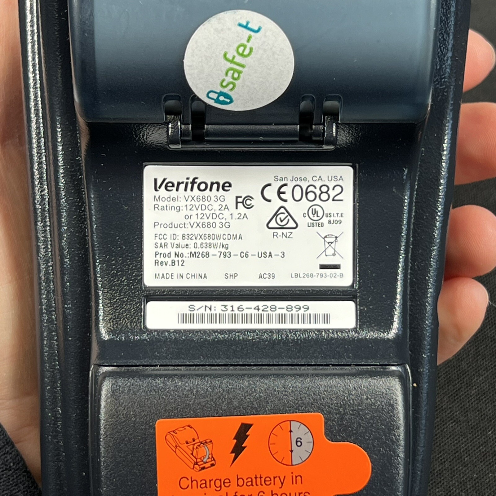 Verifone VX 680 3G Silver Handheld Wireless Bluetooth Credit Card Terminal