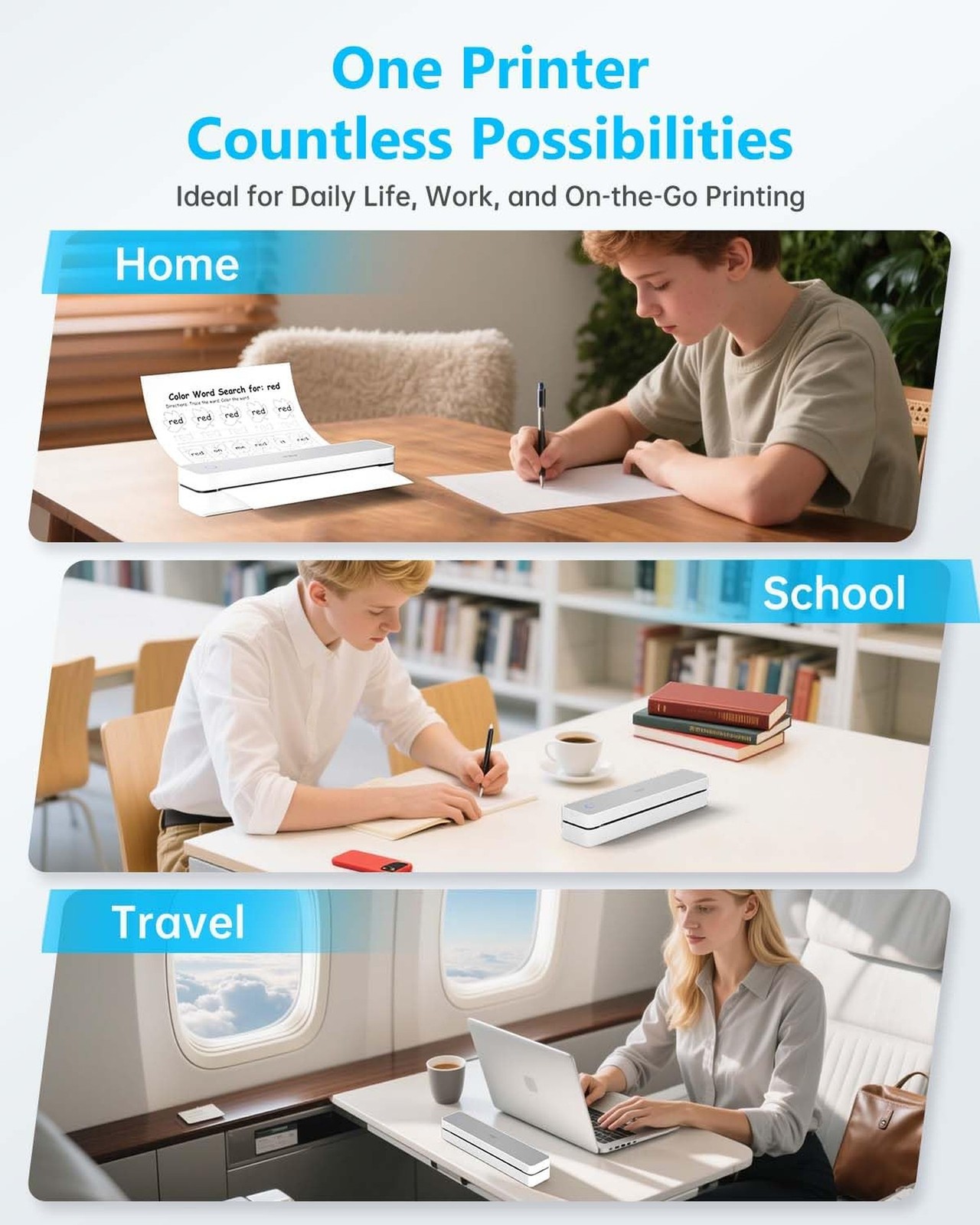 PRT Inkless Portable Printer for Travel, Wireless Thermal Printer Support 8.5…