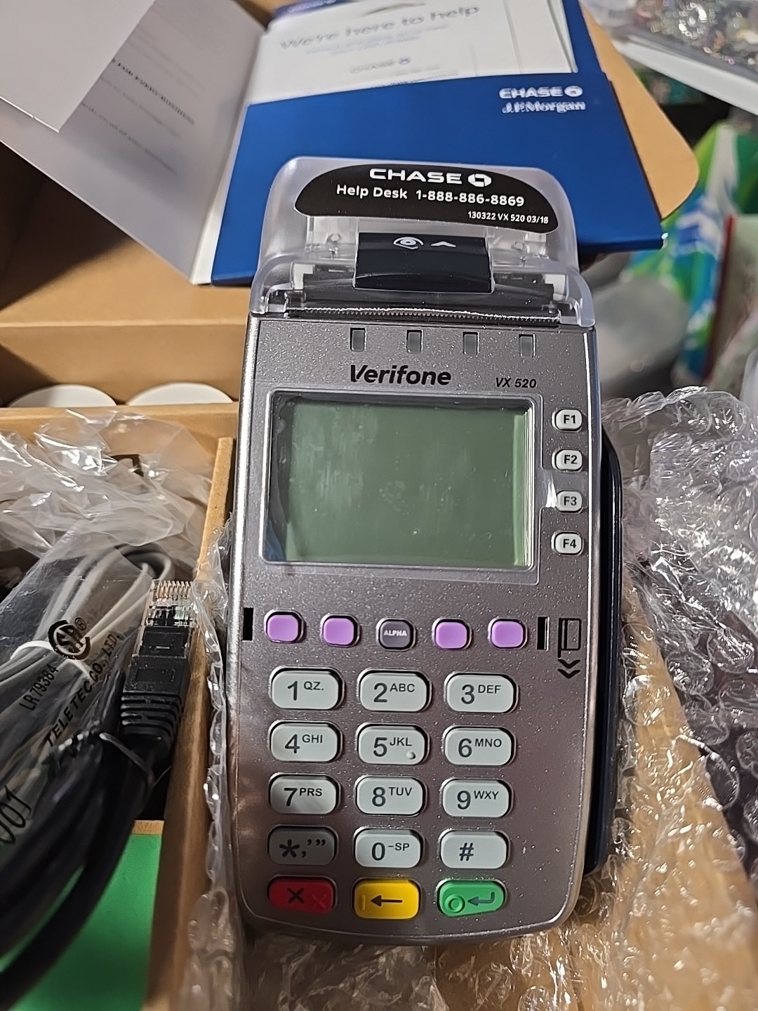 Verifone VX520 Credit Card POS Terminal DIAL/ETH/CTLS/EMV Chip Reader- NIB