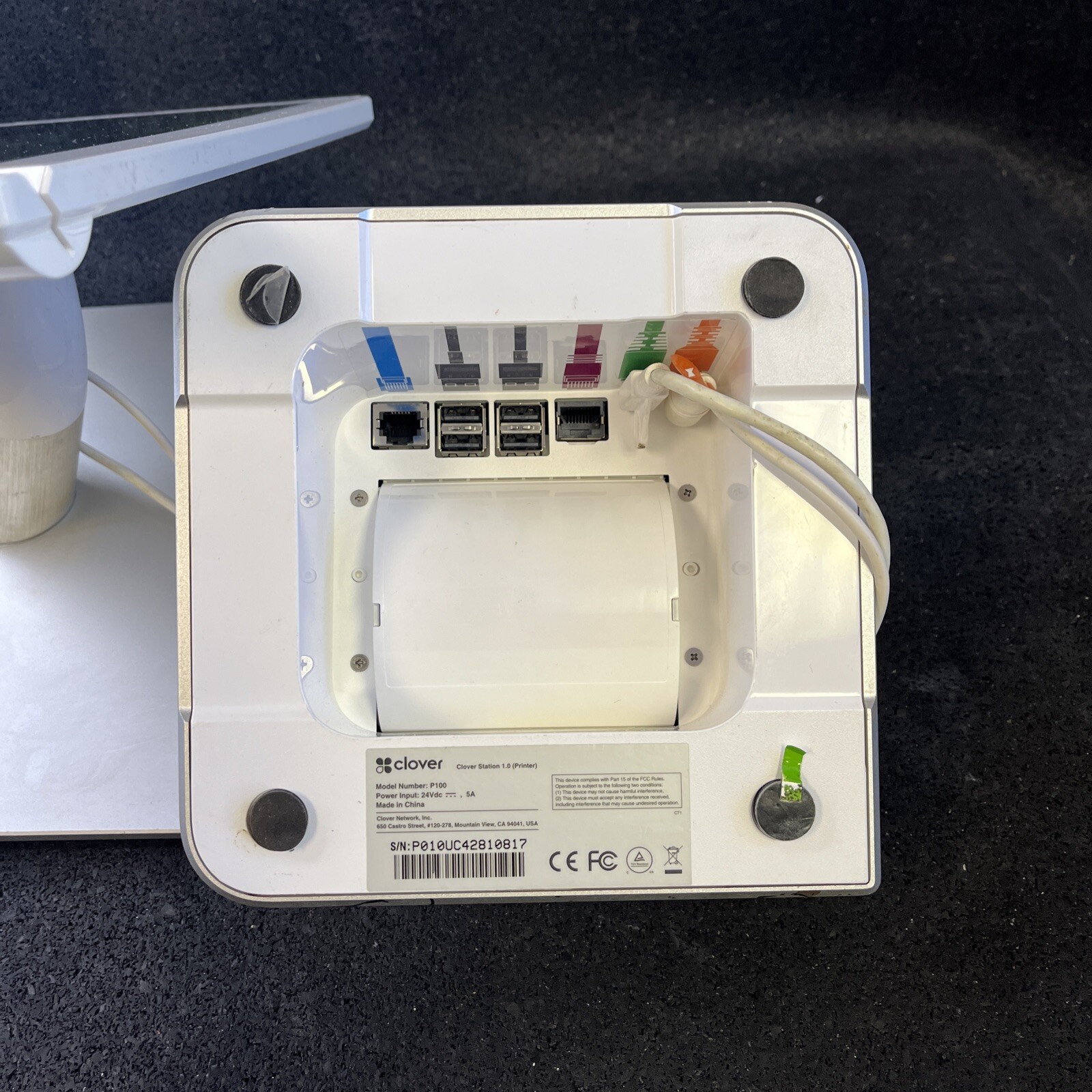 Clover Station C100 POS 1.0 System + P100 Printer + Power Cord WORKING
